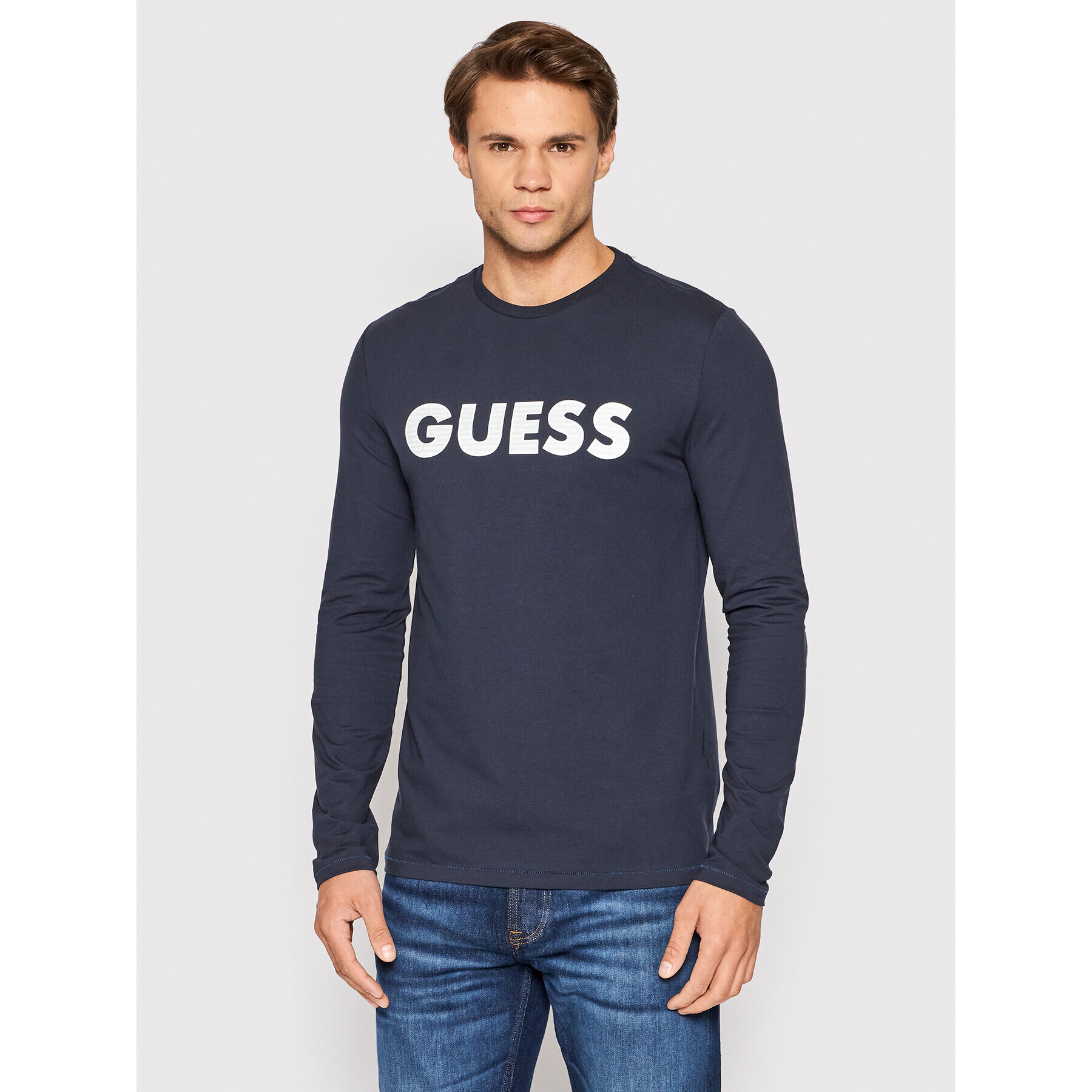 Guess Longsleeve M2YI43 J1311 Bleumarin Slim Fit - Pled.ro