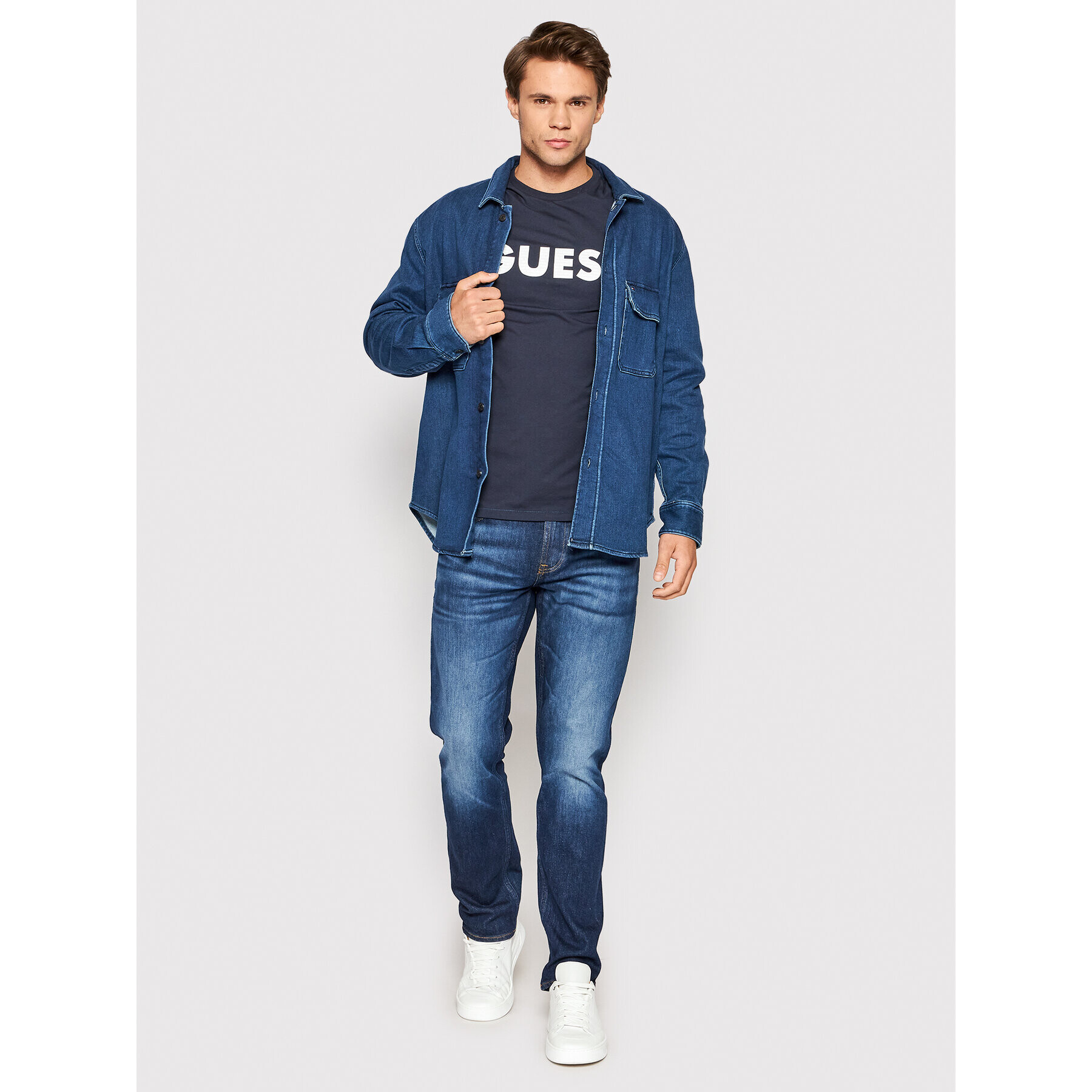 Guess Longsleeve M2YI43 J1311 Bleumarin Slim Fit - Pled.ro