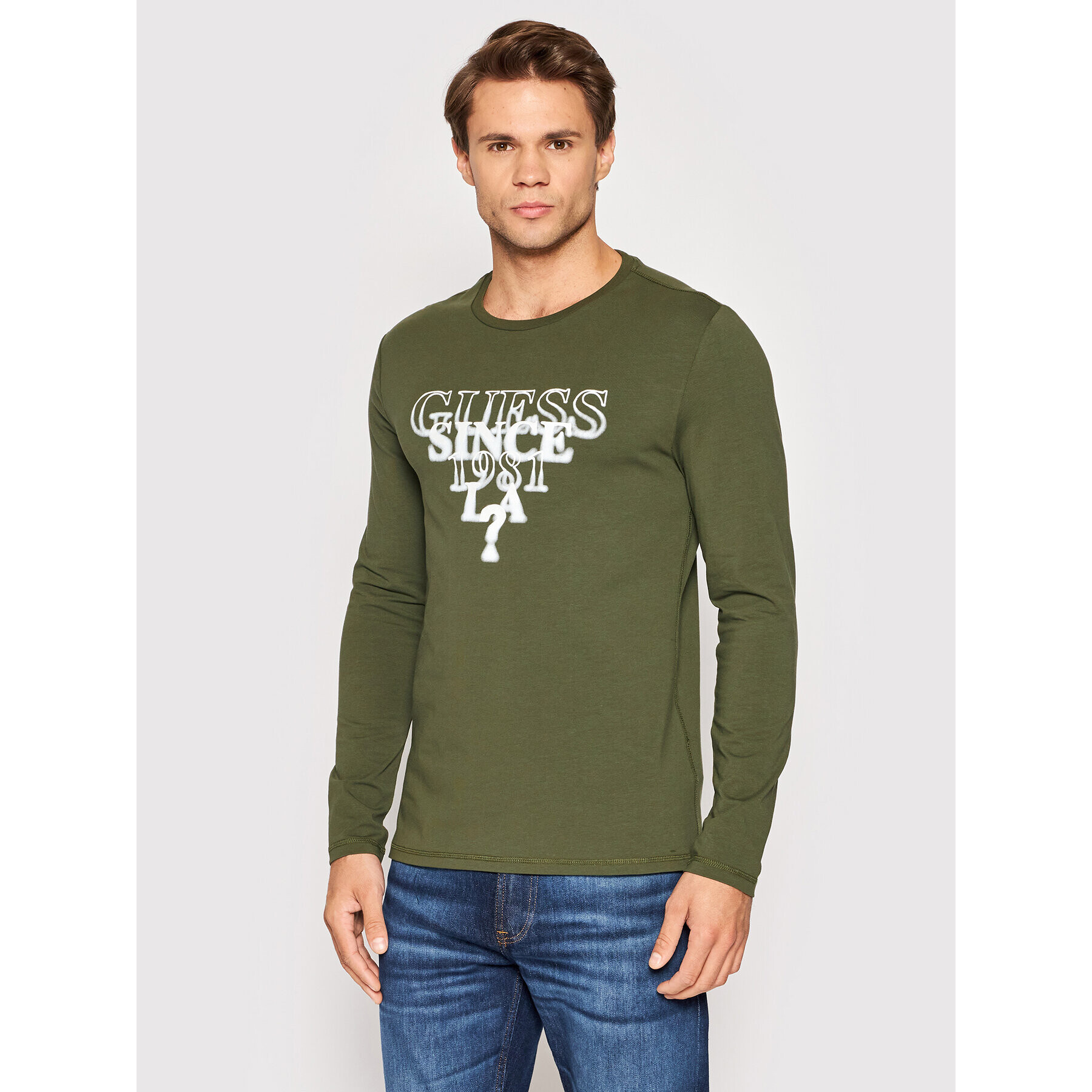 Guess Longsleeve M2YI45 J1311 Verde Slim Fit - Pled.ro