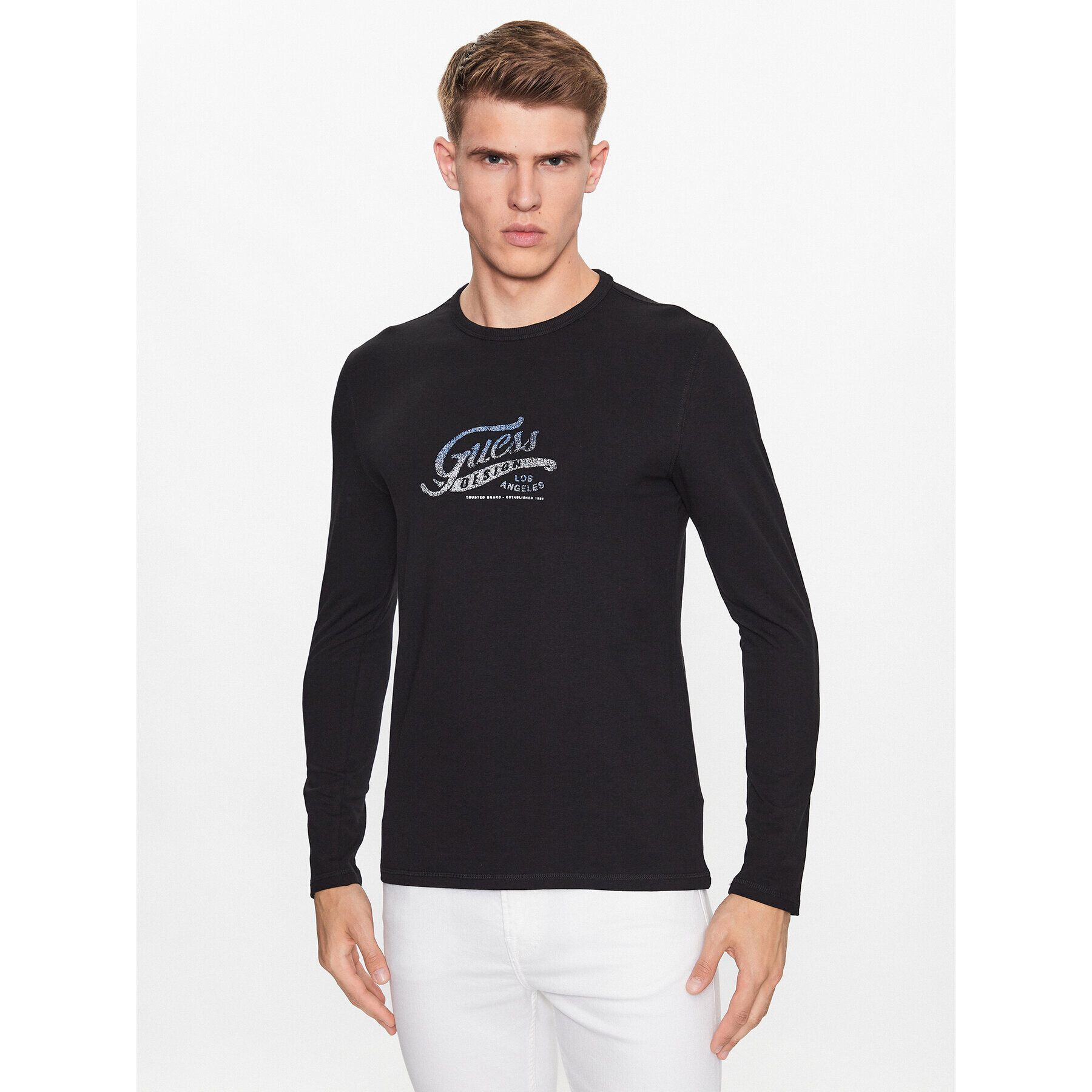 Guess Longsleeve M3YI29 J1314 Negru Slim Fit - Pled.ro