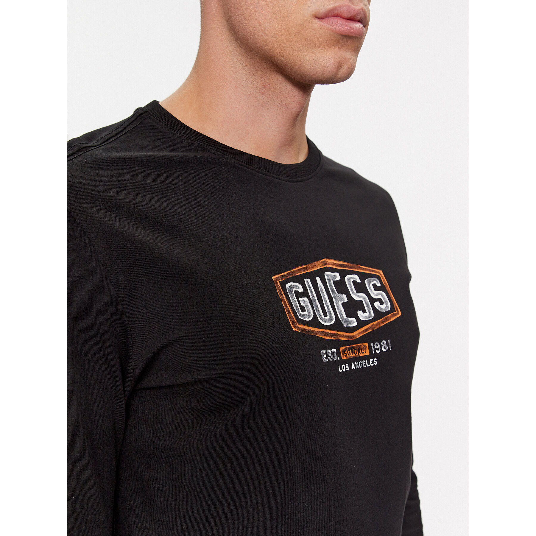 Guess Longsleeve M4RI34 J1314 Negru Slim Fit - Pled.ro