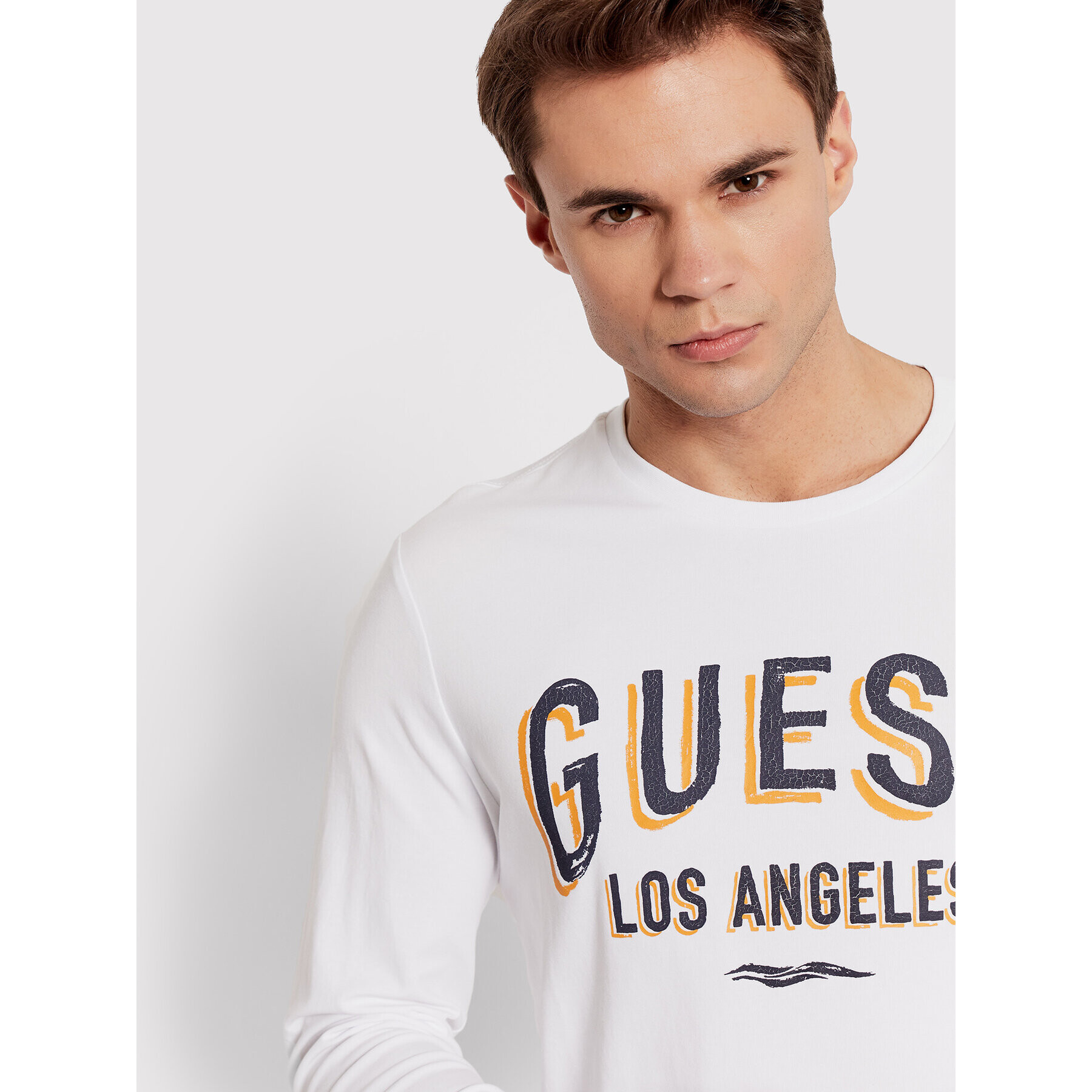 Guess Longsleeve Singboard M2RI28 J1311 Alb Slim Fit - Pled.ro