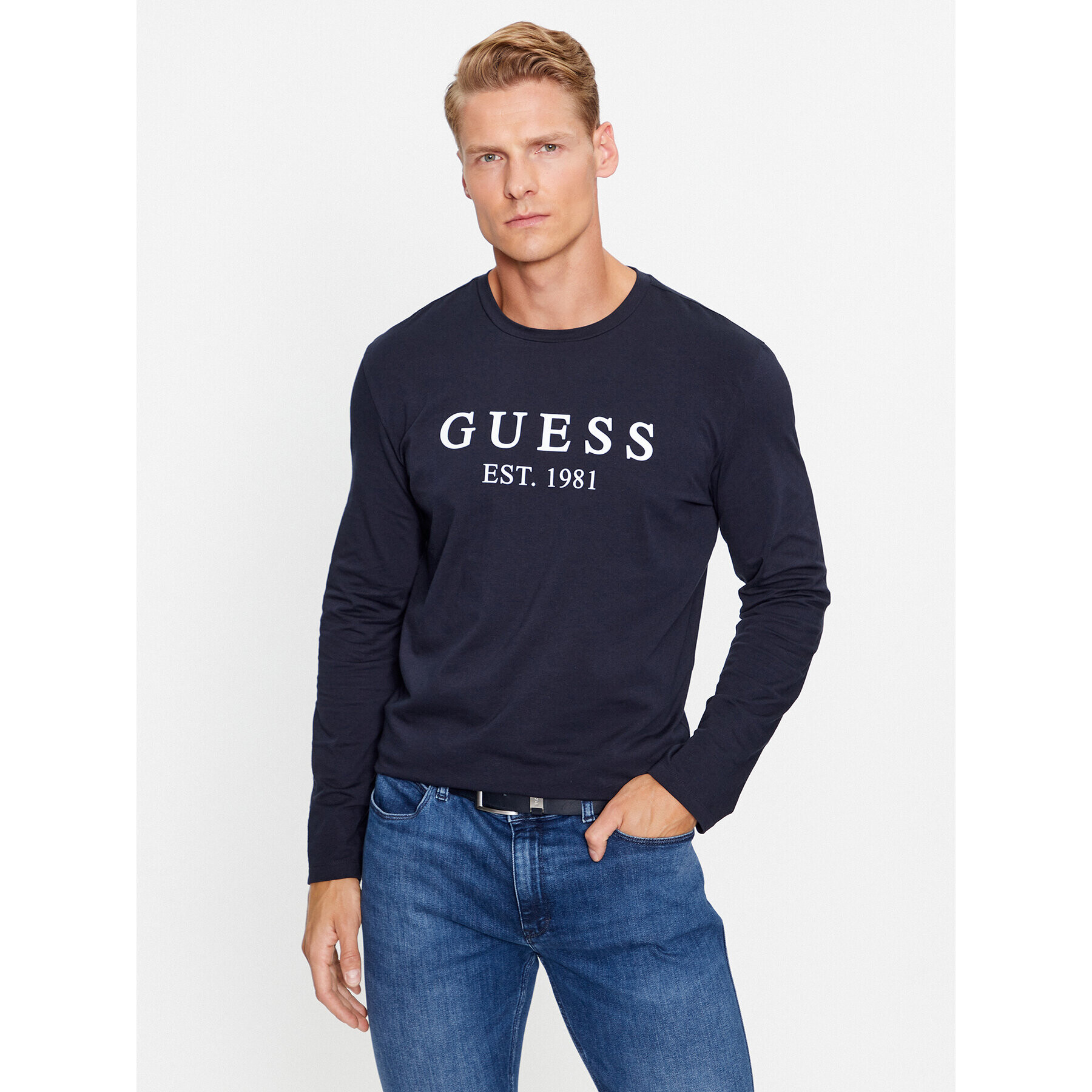 Guess Longsleeve U3BI11 K6YW0 Bleumarin Regular Fit - Pled.ro