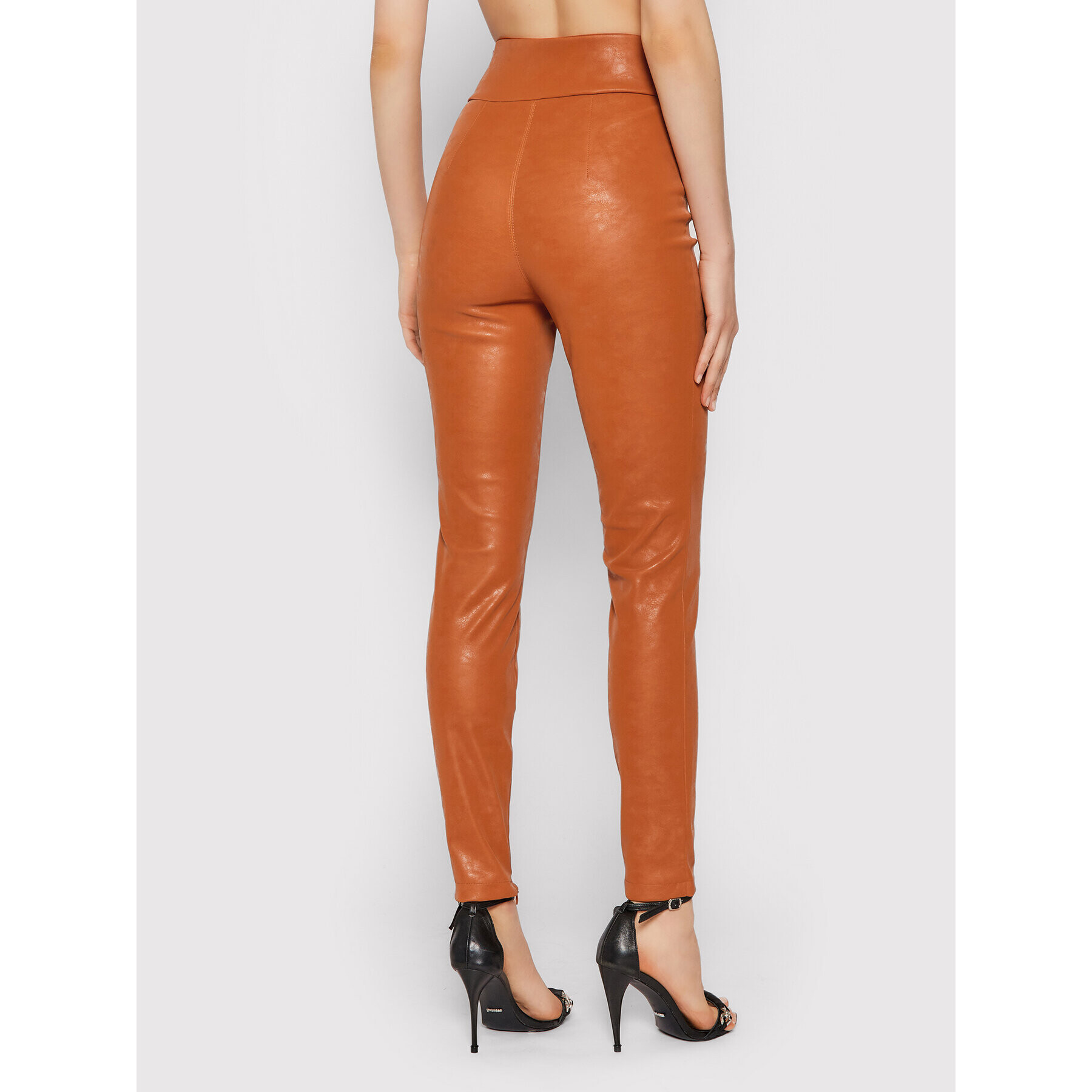 Guess Pantaloni din imitație de piele Priscilla W1BB08 WE5V0 Portocaliu Extra Slim Fit - Pled.ro