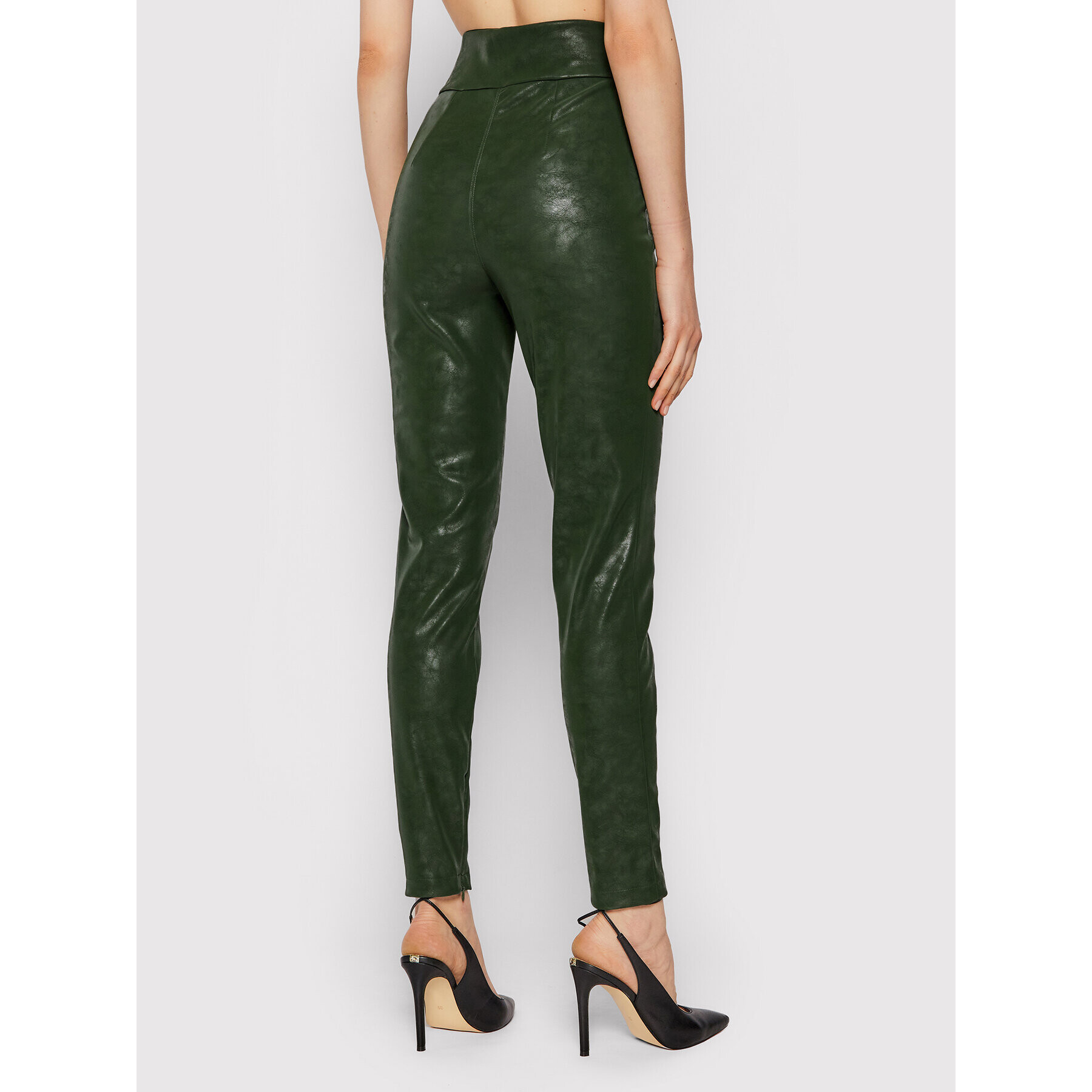 Guess Pantaloni din imitație de piele Priscilla W1BB08 WE5V0 Verde Extra Slim Fit - Pled.ro