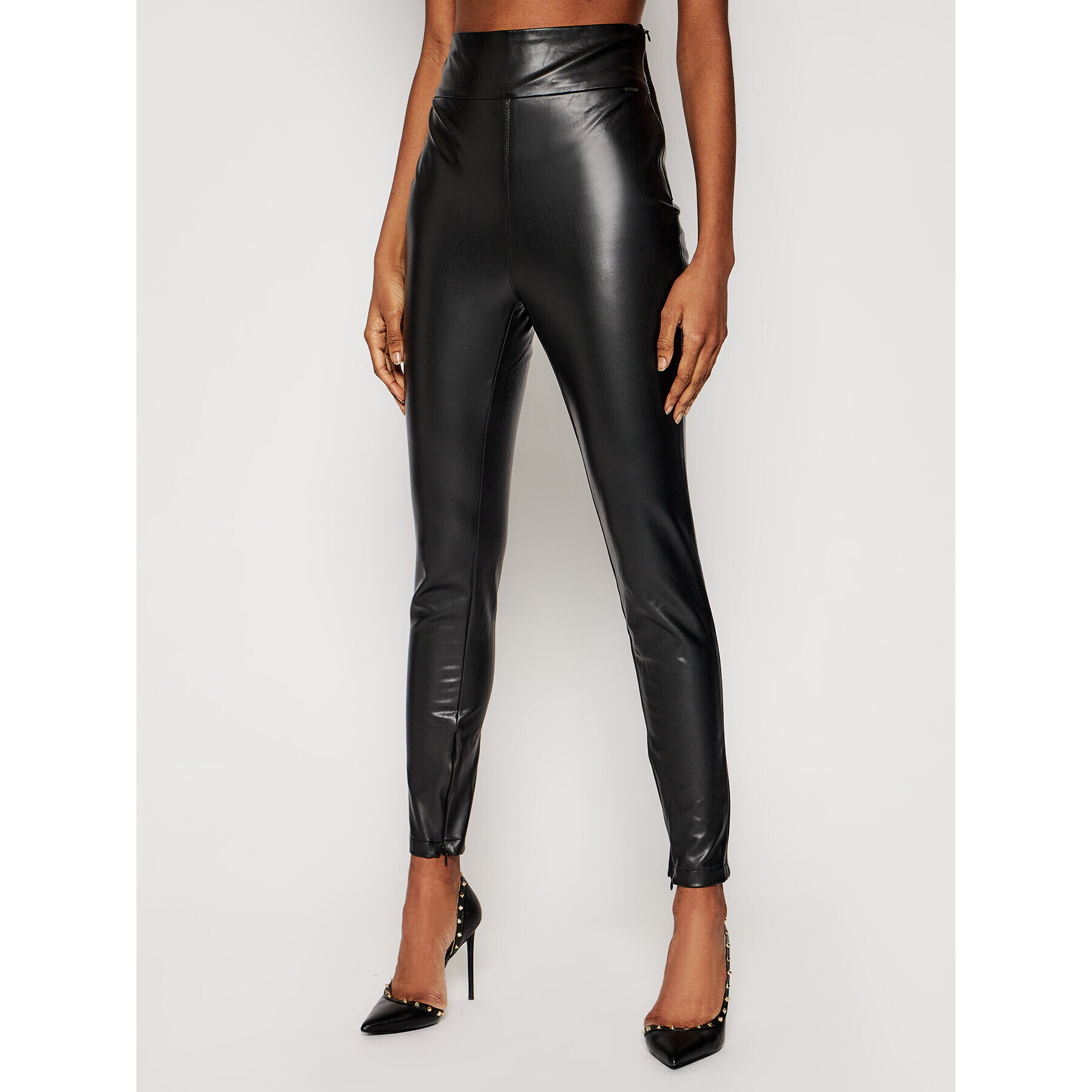 Guess Pantaloni din imitație de piele Priscilla W1RB25 WBG60 Negru Slim Fit - Pled.ro