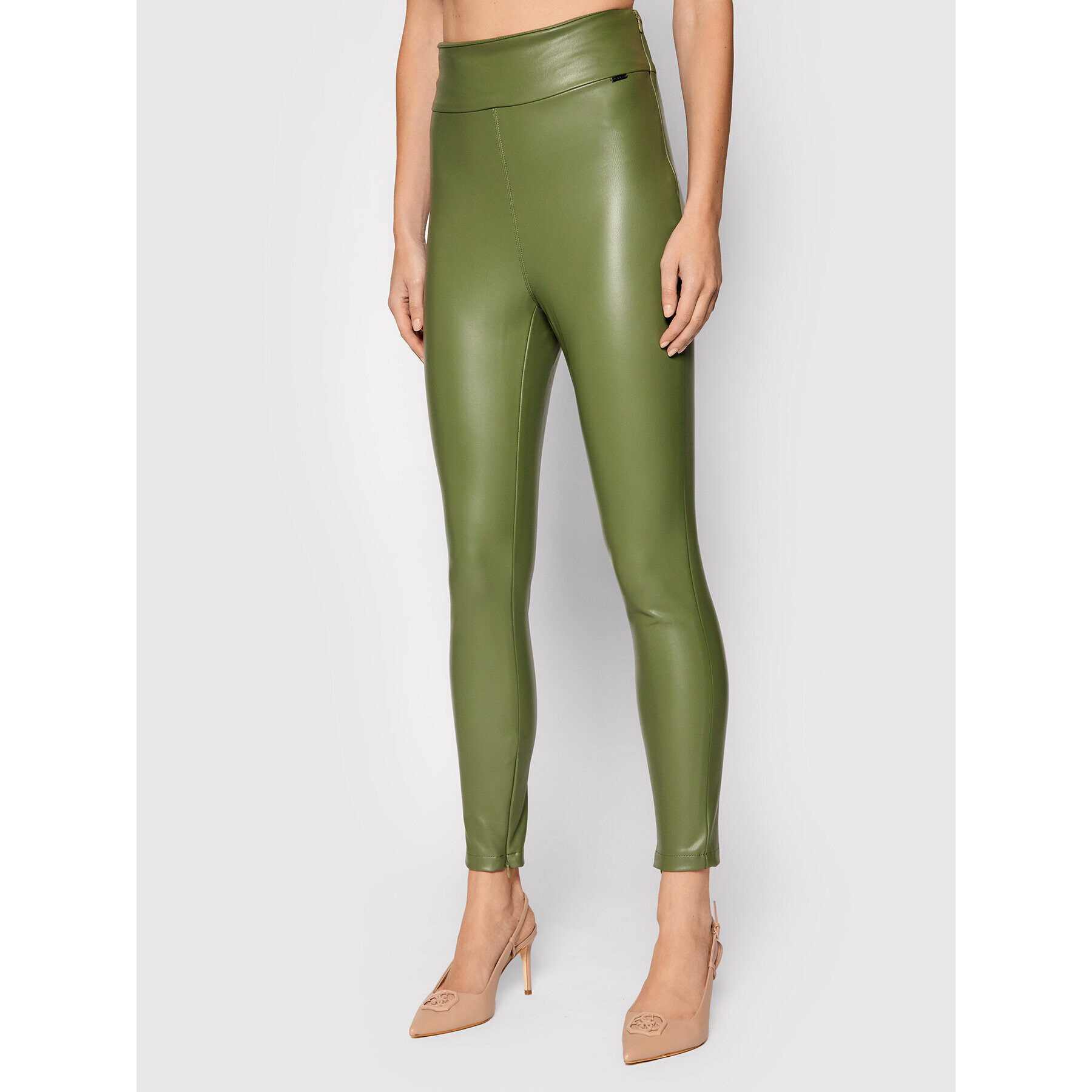 Guess Pantaloni din imitație de piele Priscilla W1RB25 WBG60 Verde Slim Fit - Pled.ro