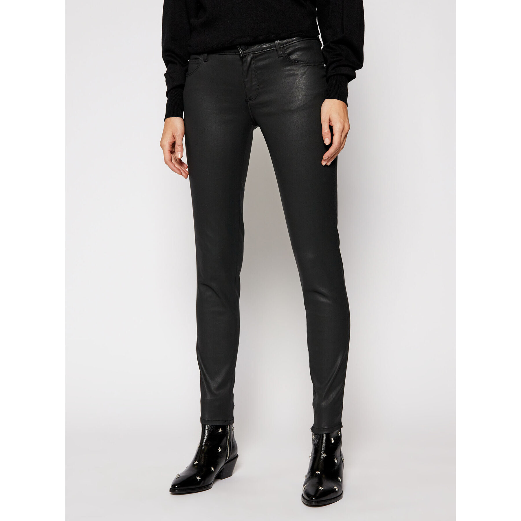 Guess Pantaloni din imitație de piele Ultra Curve W1RA37 D3OZ1 Negru Skinny Fit - Pled.ro