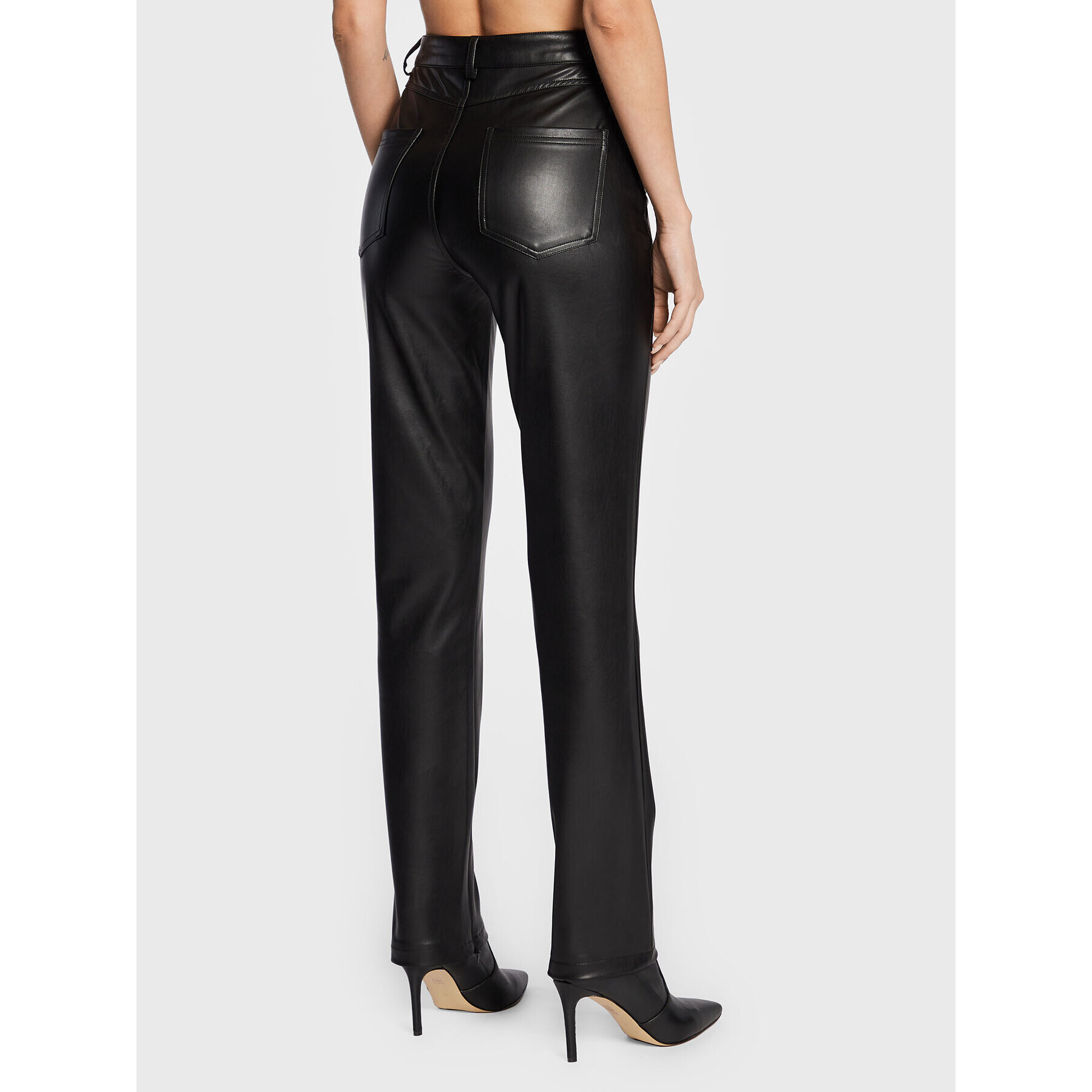 Guess Pantaloni din imitație de piele W2BB11 WERD0 Negru Regular Fit - Pled.ro