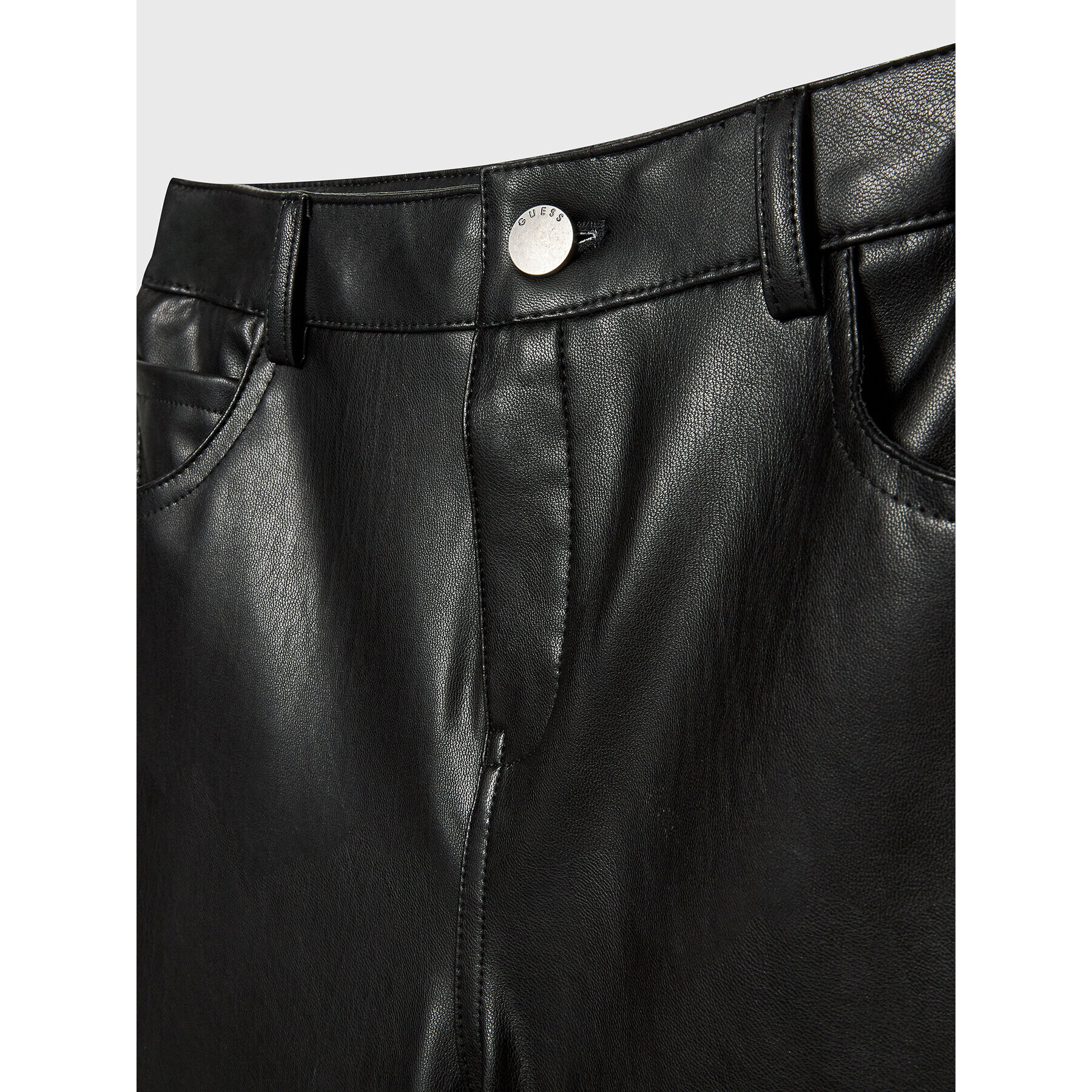 Guess Pantaloni din imitație de piele J2YB16 WERD0 Negru Slim Fit - Pled.ro