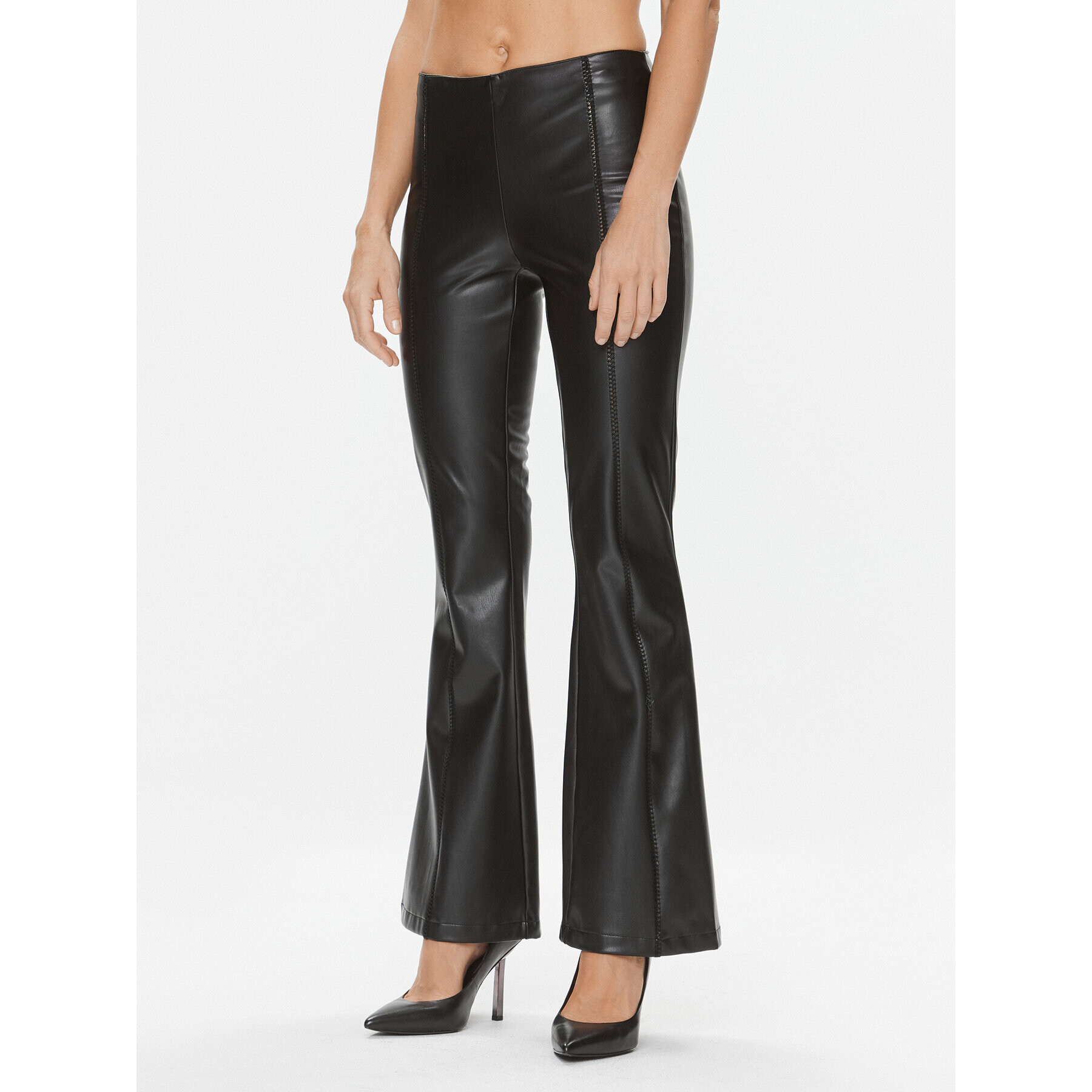 Guess Pantaloni din imitație de piele Nia W3BB18 K8S30 Negru Regular Fit - Pled.ro