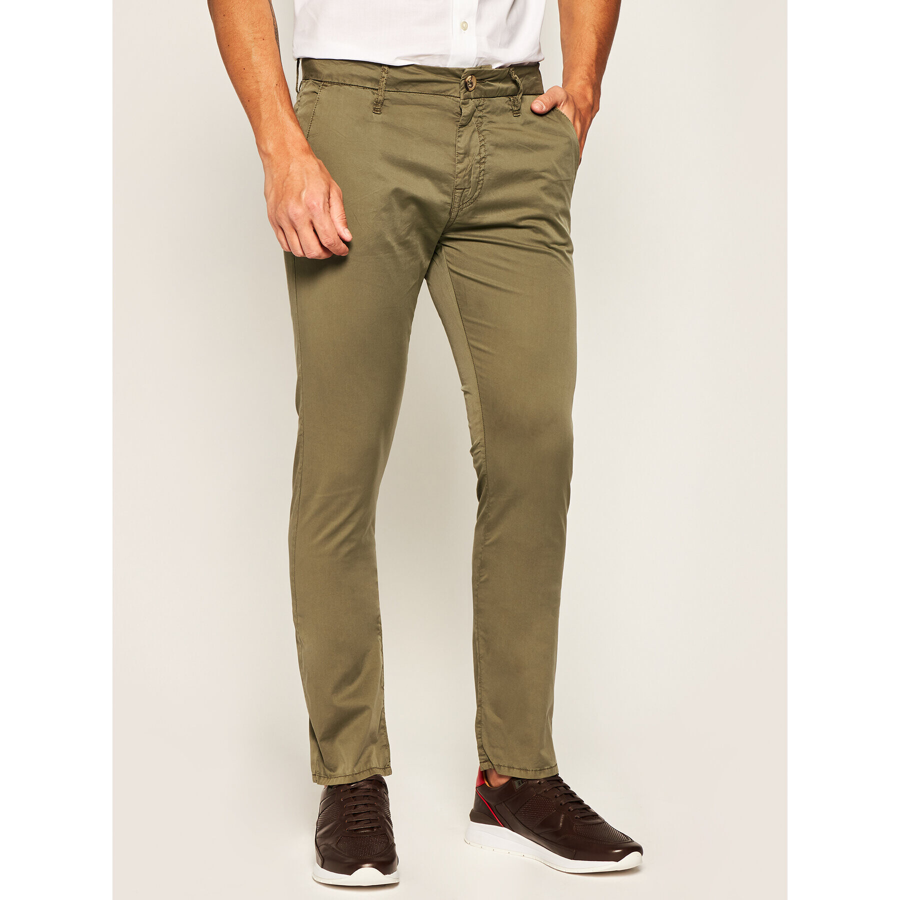 Guess Pantaloni din material Daniel M02B29 WCRJ1 Verde Skinny Fit - Pled.ro