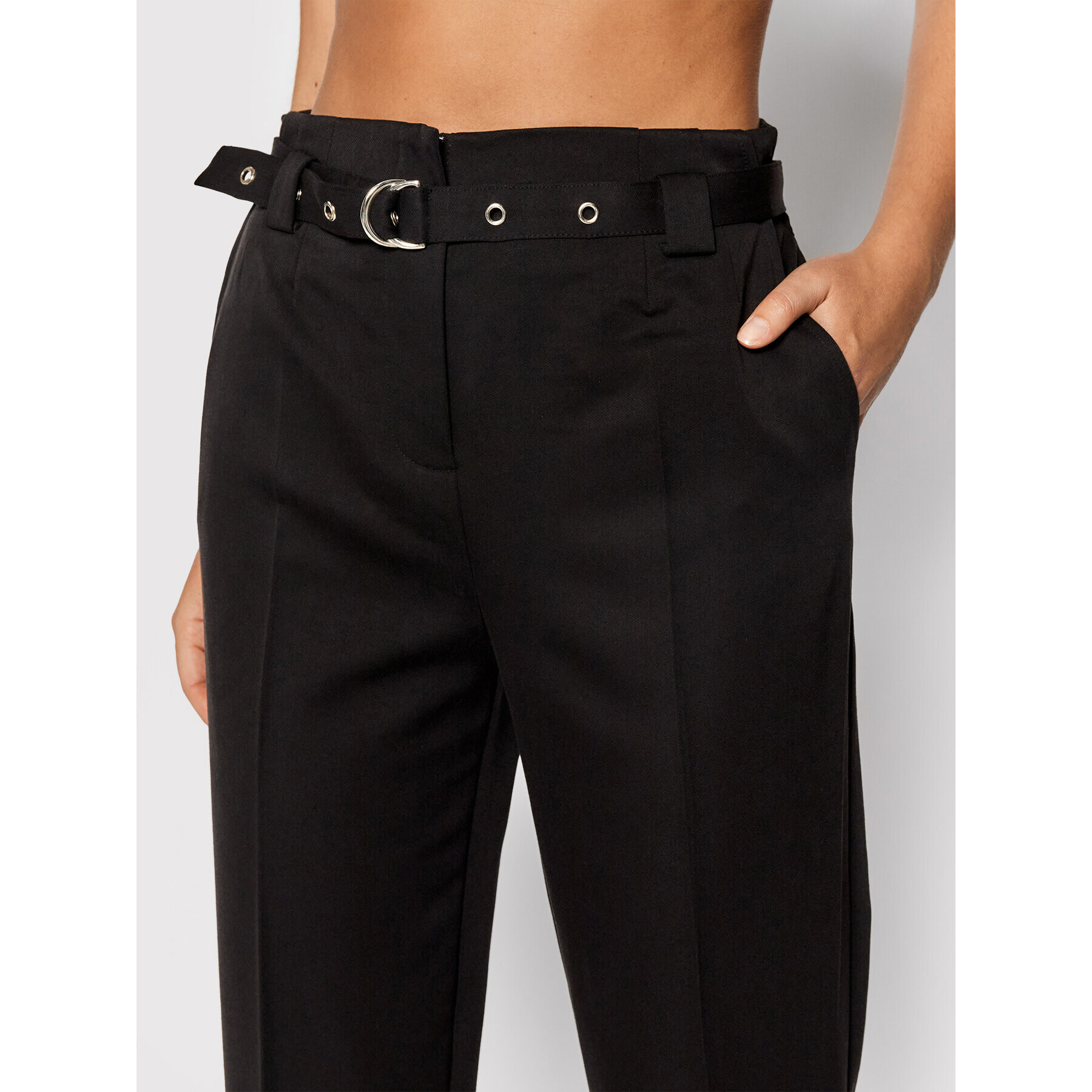 Guess Pantaloni din material Egle W1BB14 W5D20 Negru Regular Fit - Pled.ro