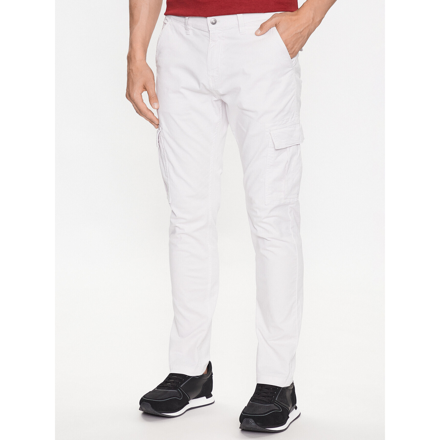 Guess Pantaloni din material M2GB27 WCNZ0 Alb Slim Fit - Pled.ro