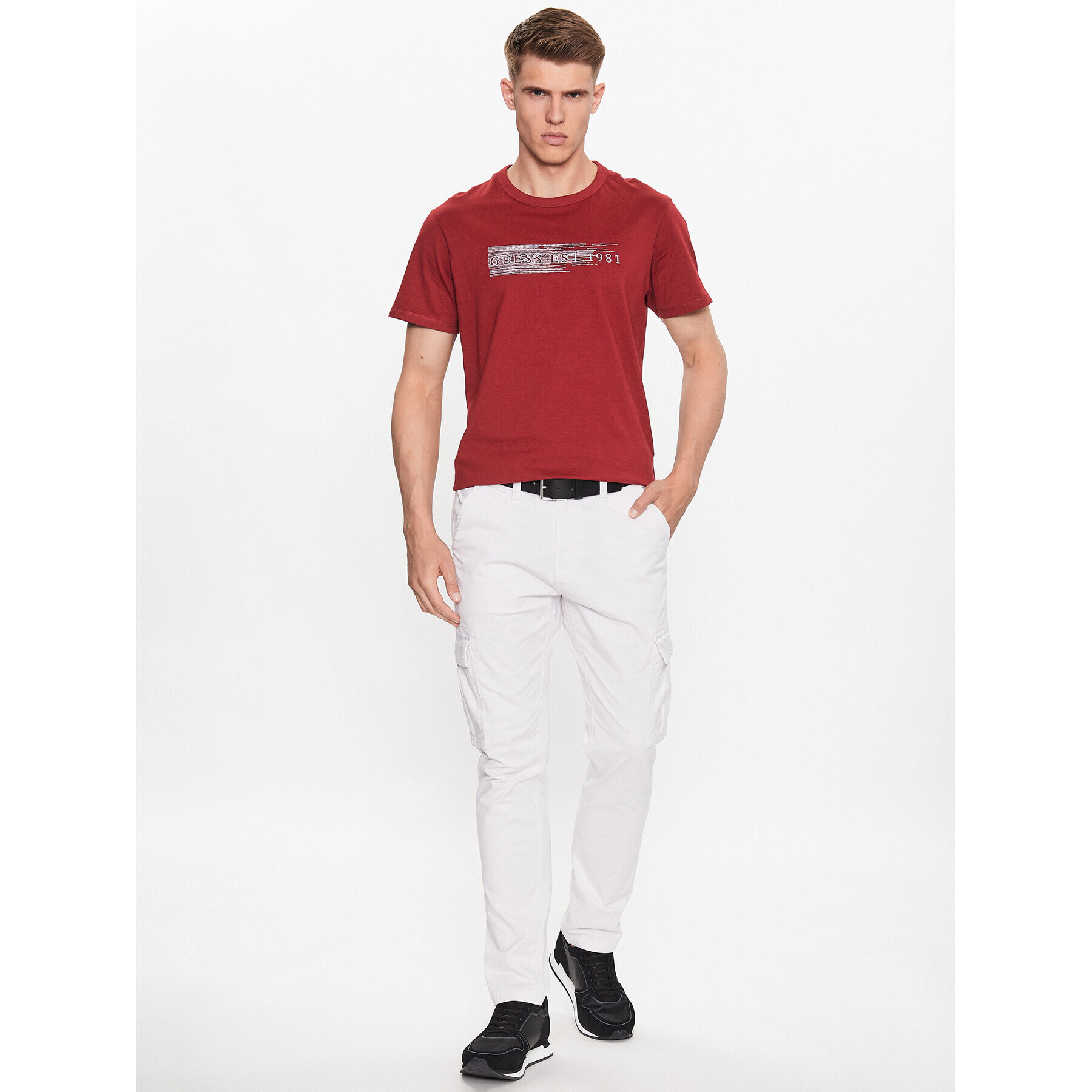 Guess Pantaloni din material M2GB27 WCNZ0 Alb Slim Fit - Pled.ro