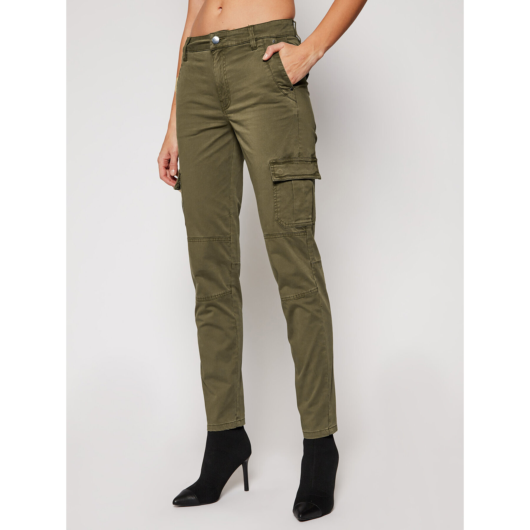 Guess Pantaloni din material Sexy Cargo W1RB14 WDPA1 Verde Slim Fit - Pled.ro