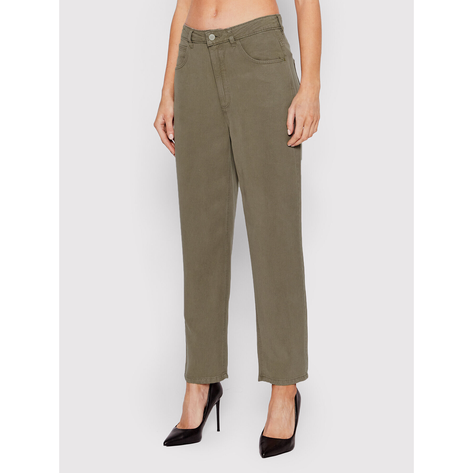 Guess Pantaloni din material W2GA21 WDP85 Verde Mom Fit - Pled.ro