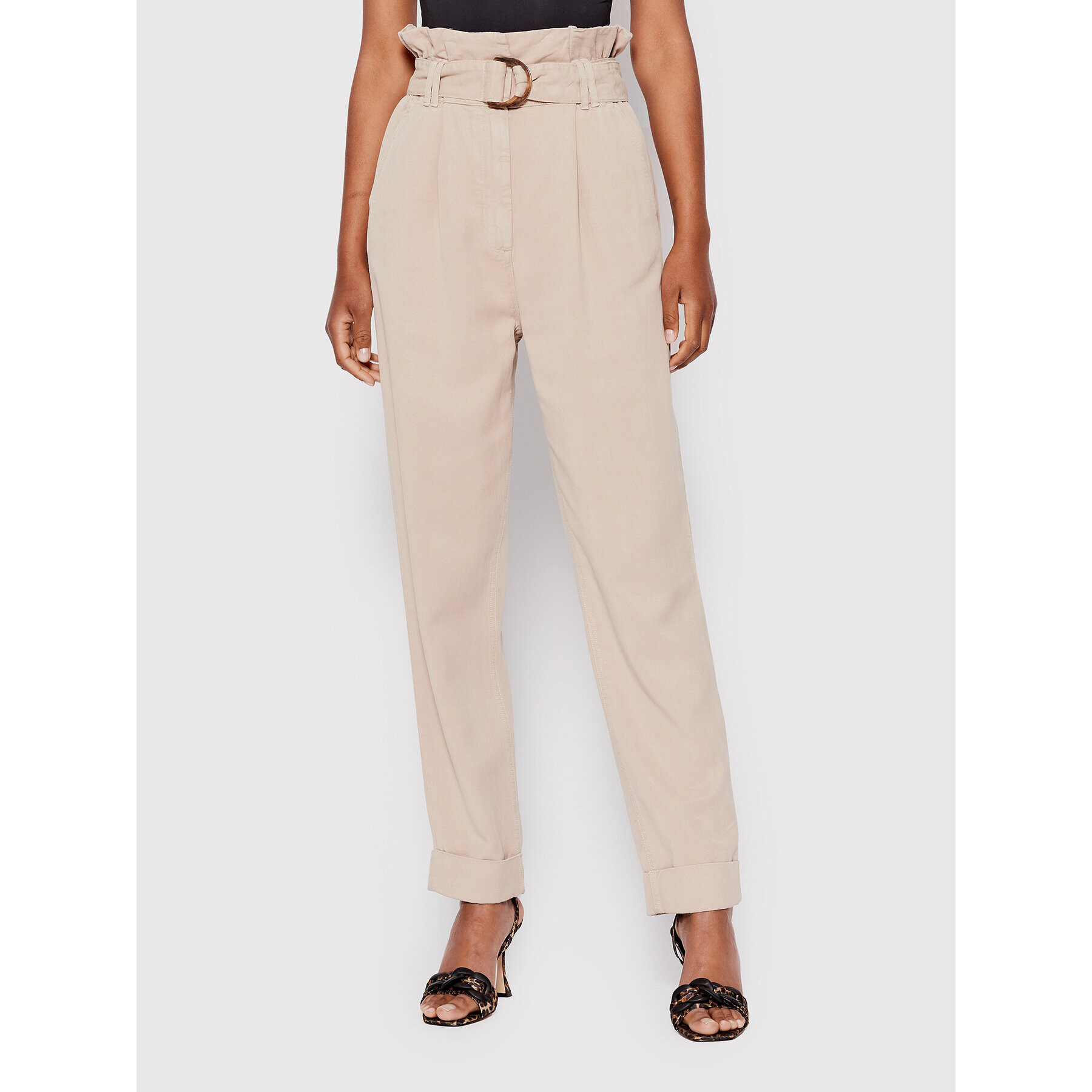 Guess Pantaloni din material W2GB24 WDP85 Bej Relaxed Fit - Pled.ro