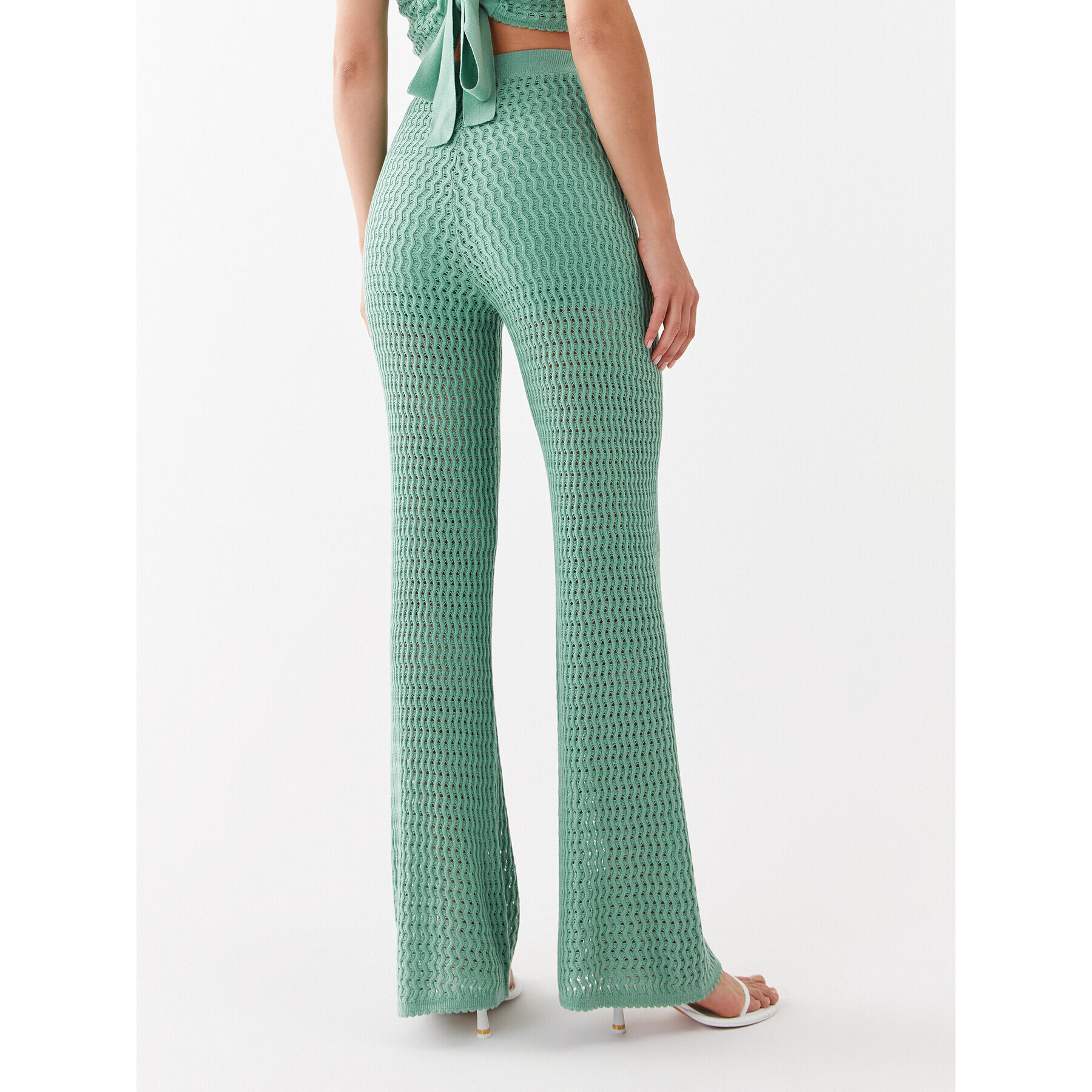 Guess Pantaloni din material Yasmina W3GB01 Z2WK0 Verde Relaxed Fit - Pled.ro