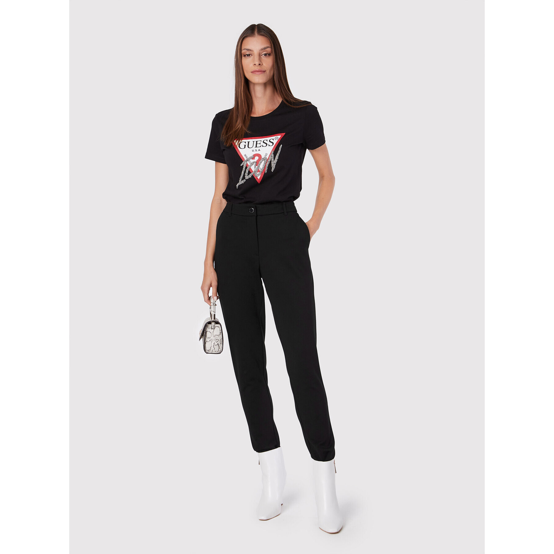 Guess Pantaloni din material Zoe W2YB01 K8RN0 Negru Regular Fit - Pled.ro