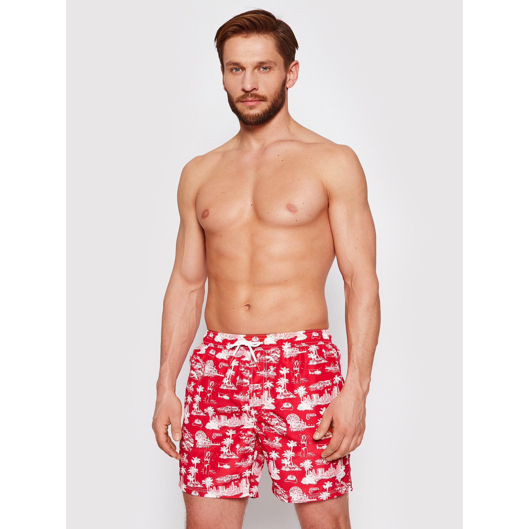 Guess Pantaloni scurți pentru înot F1GT03 WO05Y Roșu Regular Fit - Pled.ro