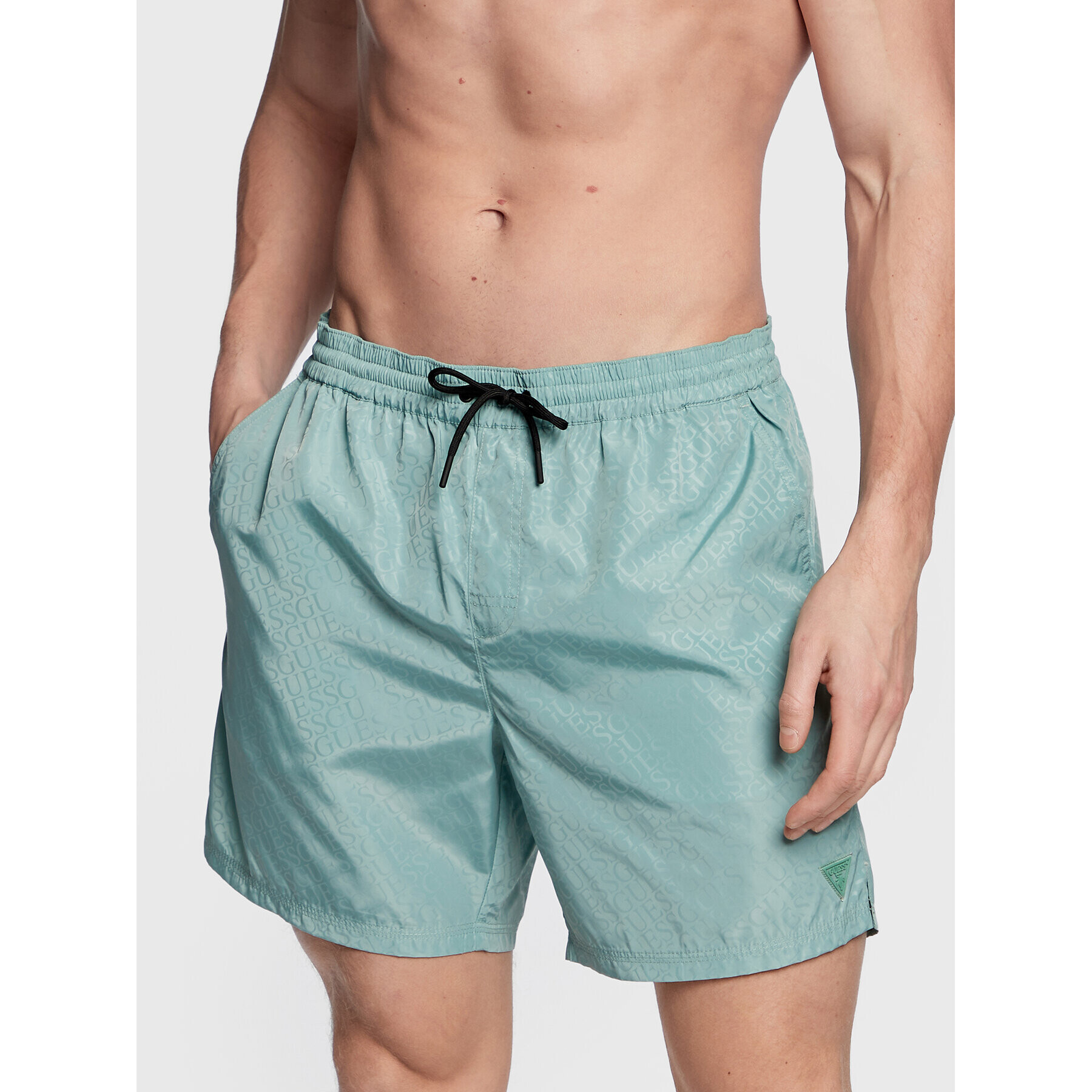 Guess Pantaloni scurți pentru înot F3GT04 WO07F Verde Regular Fit - Pled.ro