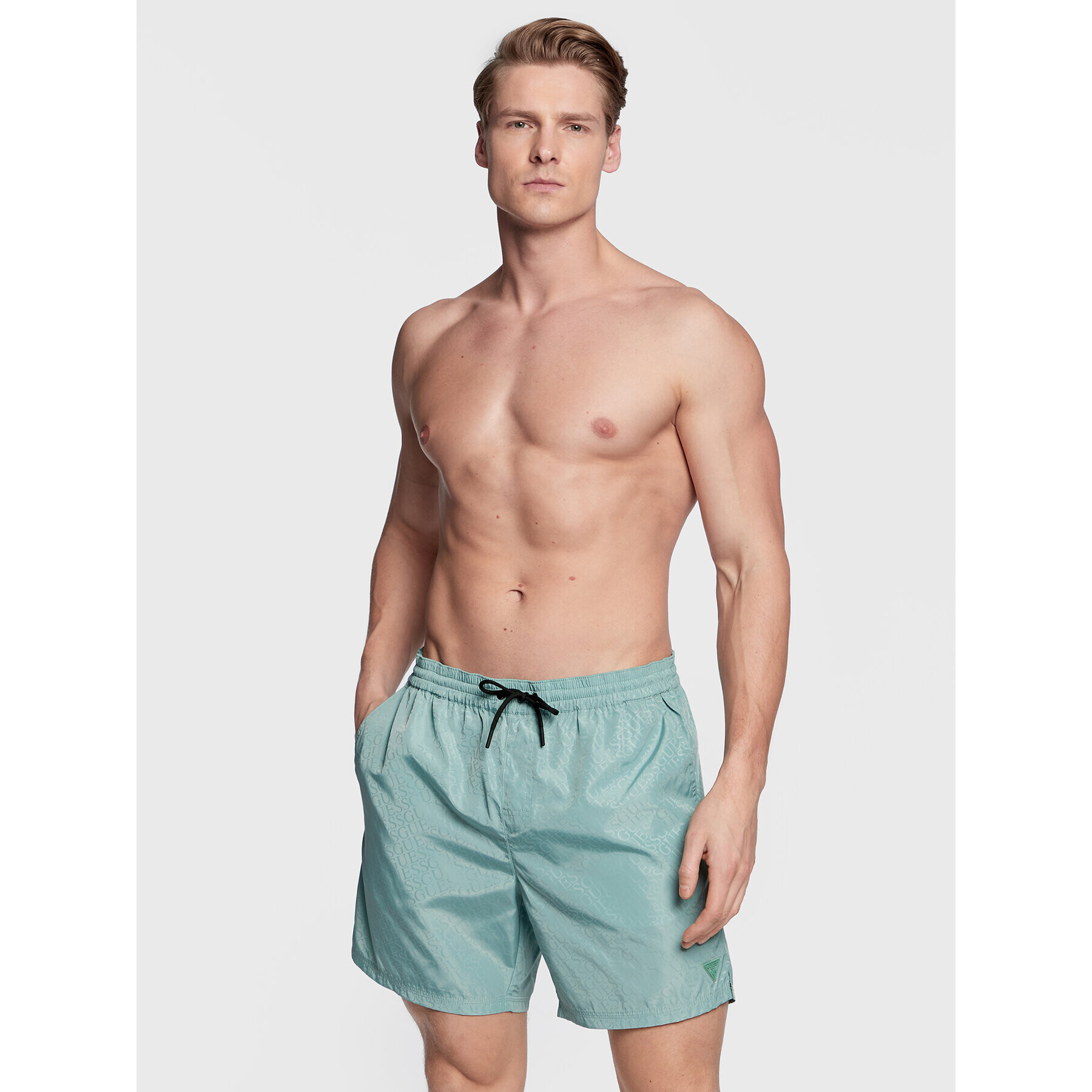 Guess Pantaloni scurți pentru înot F3GT04 WO07F Verde Regular Fit - Pled.ro