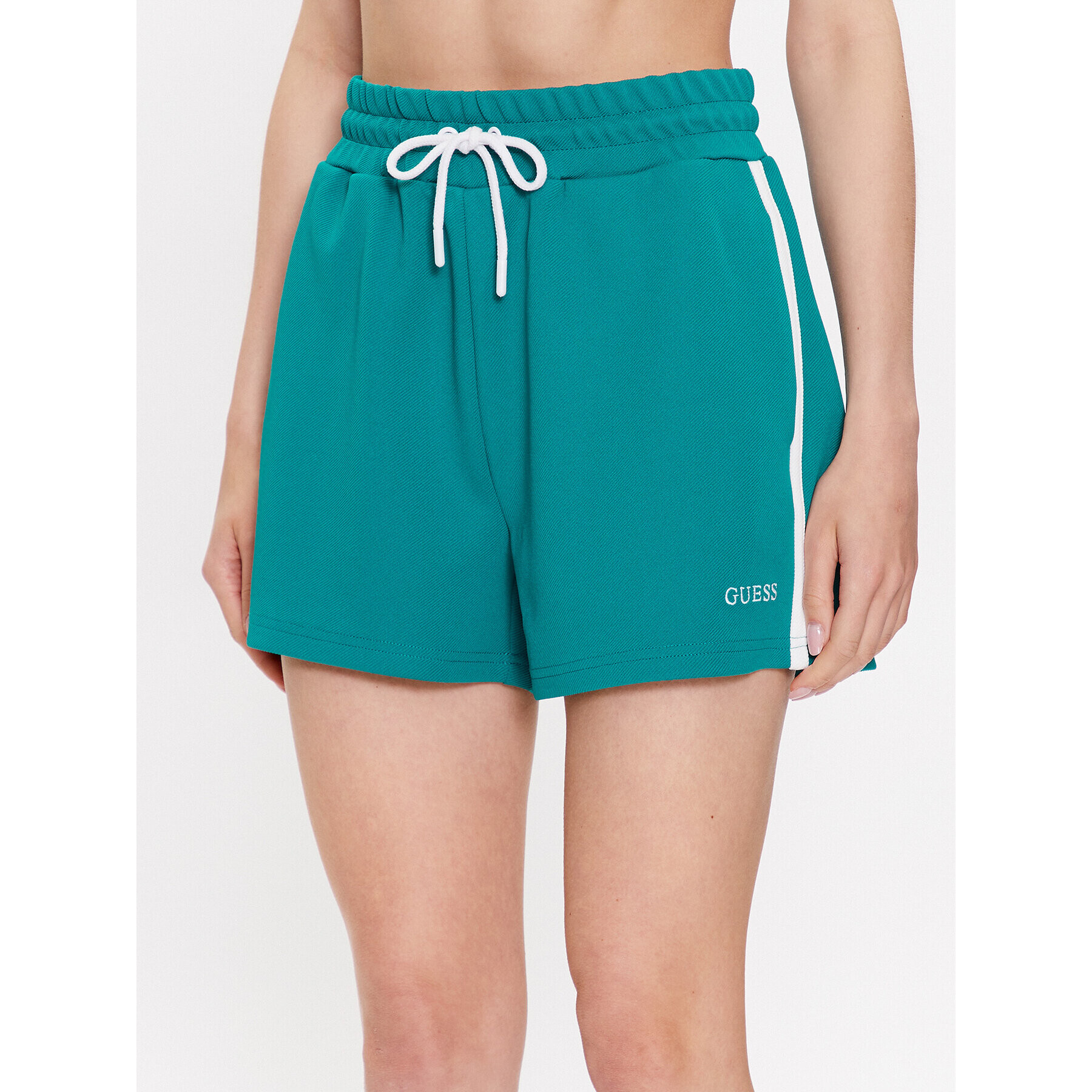 Guess Pantaloni scurți sport Signature V3GD00 KBO62 Verde Loose Fit - Pled.ro