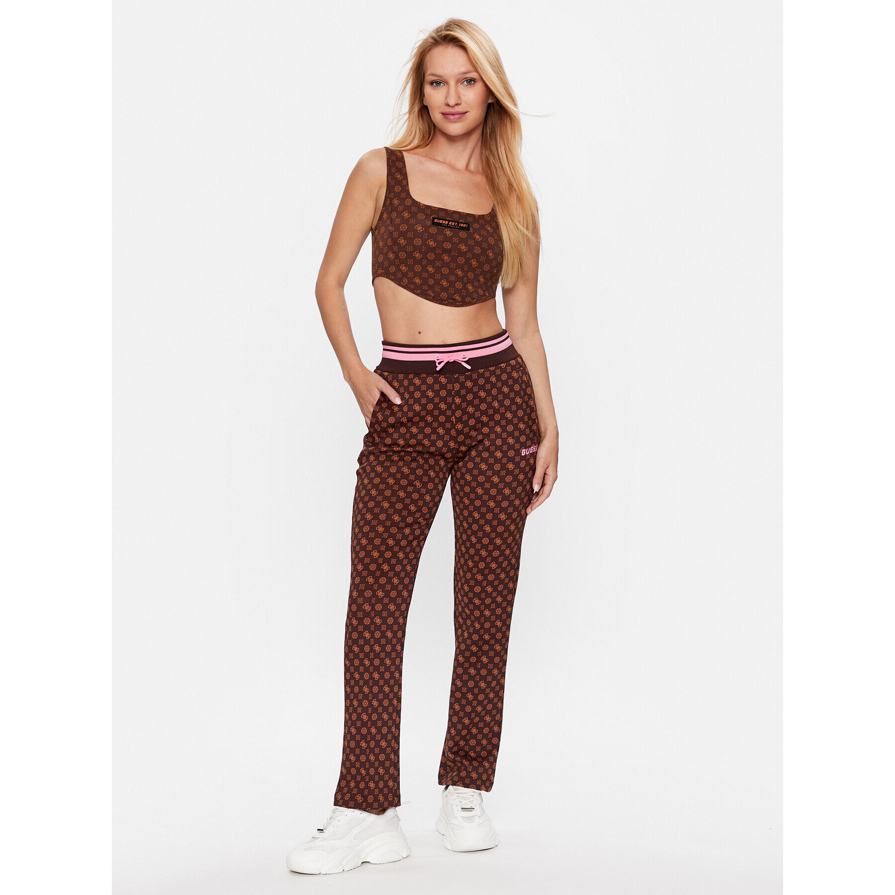 Guess Pantaloni trening Aggie V3YB00 KB212 Maro Regular Fit - Pled.ro