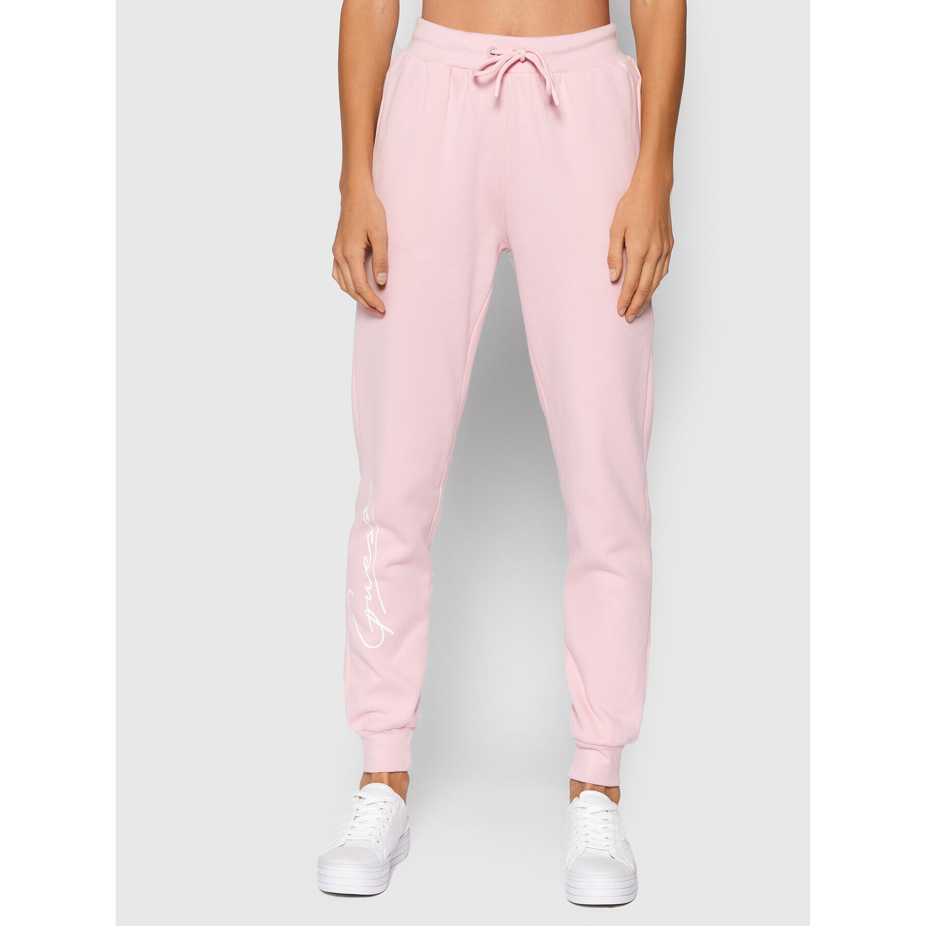 Guess Pantaloni trening Alexandra O1BA11 KAOR1 Roz Regular Fit - Pled.ro