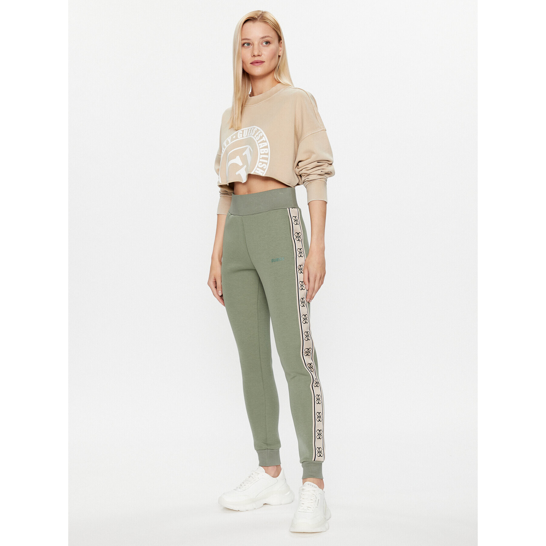 Guess Pantaloni trening Britney V2YB15 KB3P2 Verde Regular Fit - Pled.ro