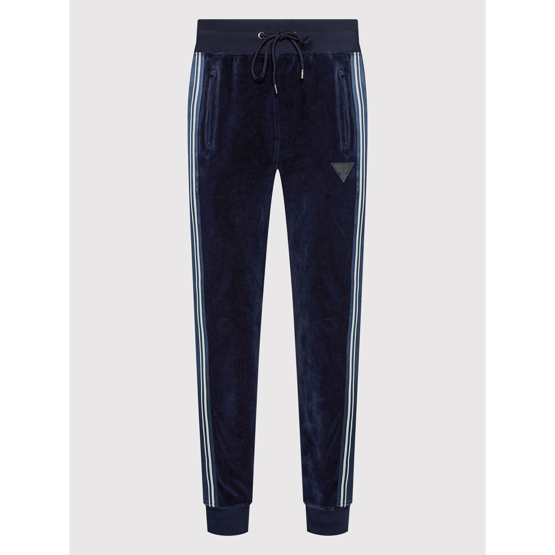 Guess Pantaloni trening Fulham Velvet Stripe M2RB01 K69V1 Bleumarin Regular Fit - Pled.ro