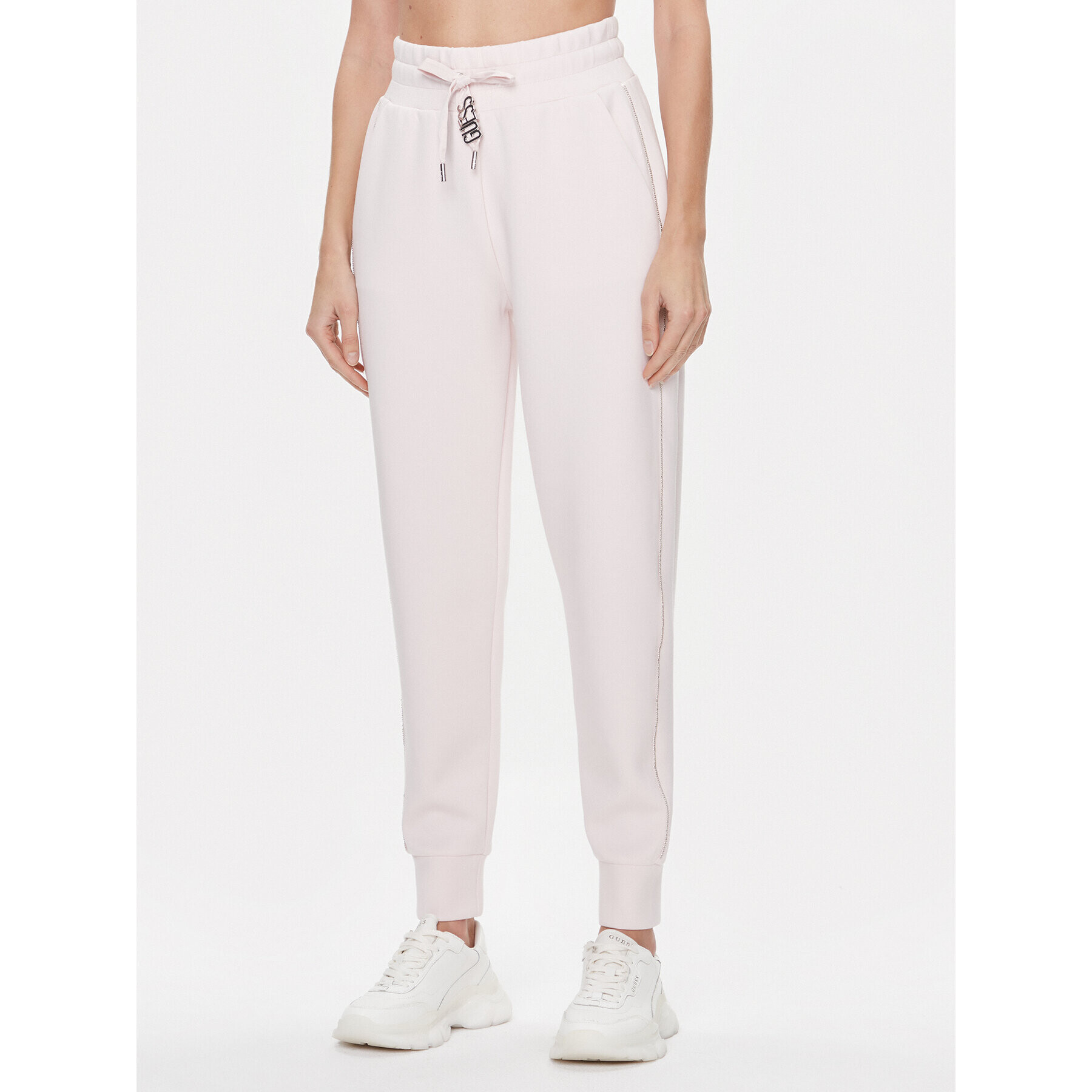 Guess Pantaloni trening Logo W4RB46 KBYE2 Roz Regular Fit - Pled.ro