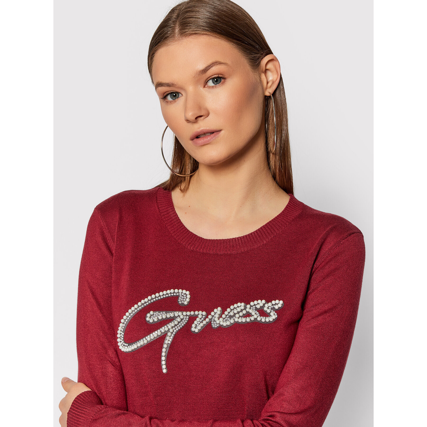 Guess Pulover Ada W1BR10 Z2NQ0 Vișiniu Regular Fit - Pled.ro