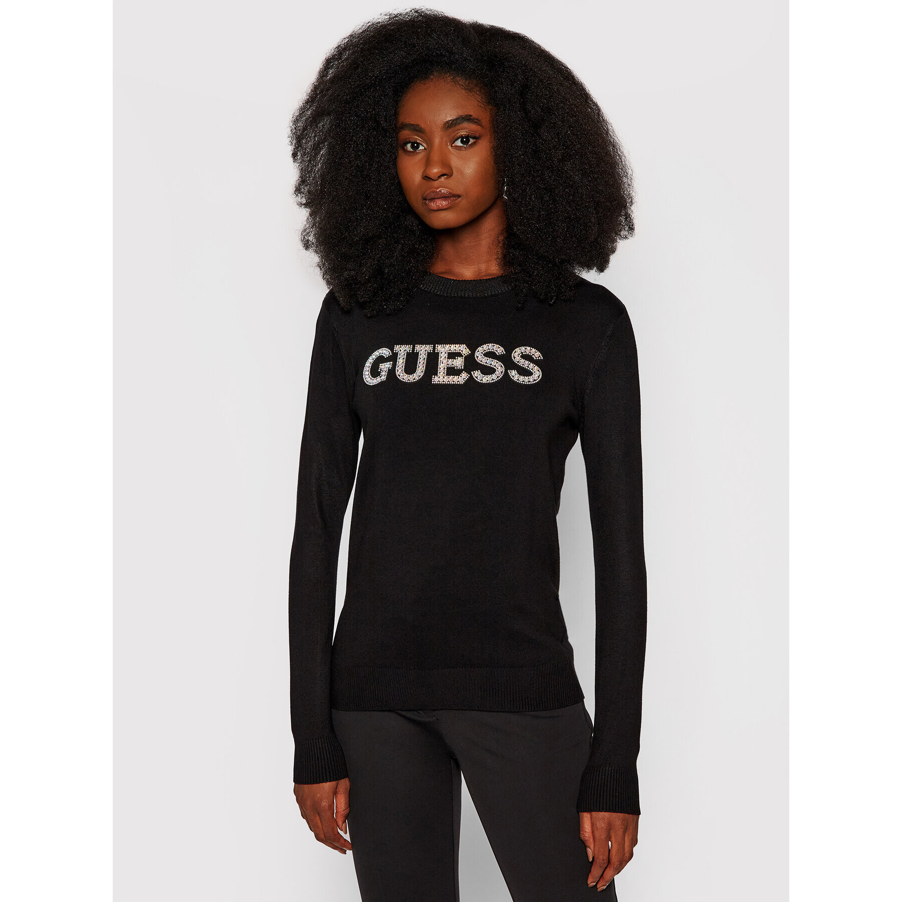 Guess Pulover Elvire W1YR0K Z2NQ0 Negru Regular Fit - Pled.ro