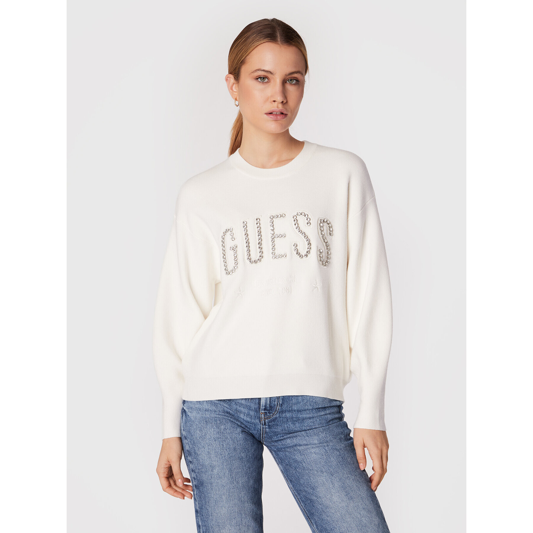 Guess Pulover Estelle W2BR47 Z26I0 Écru Regular Fit - Pled.ro