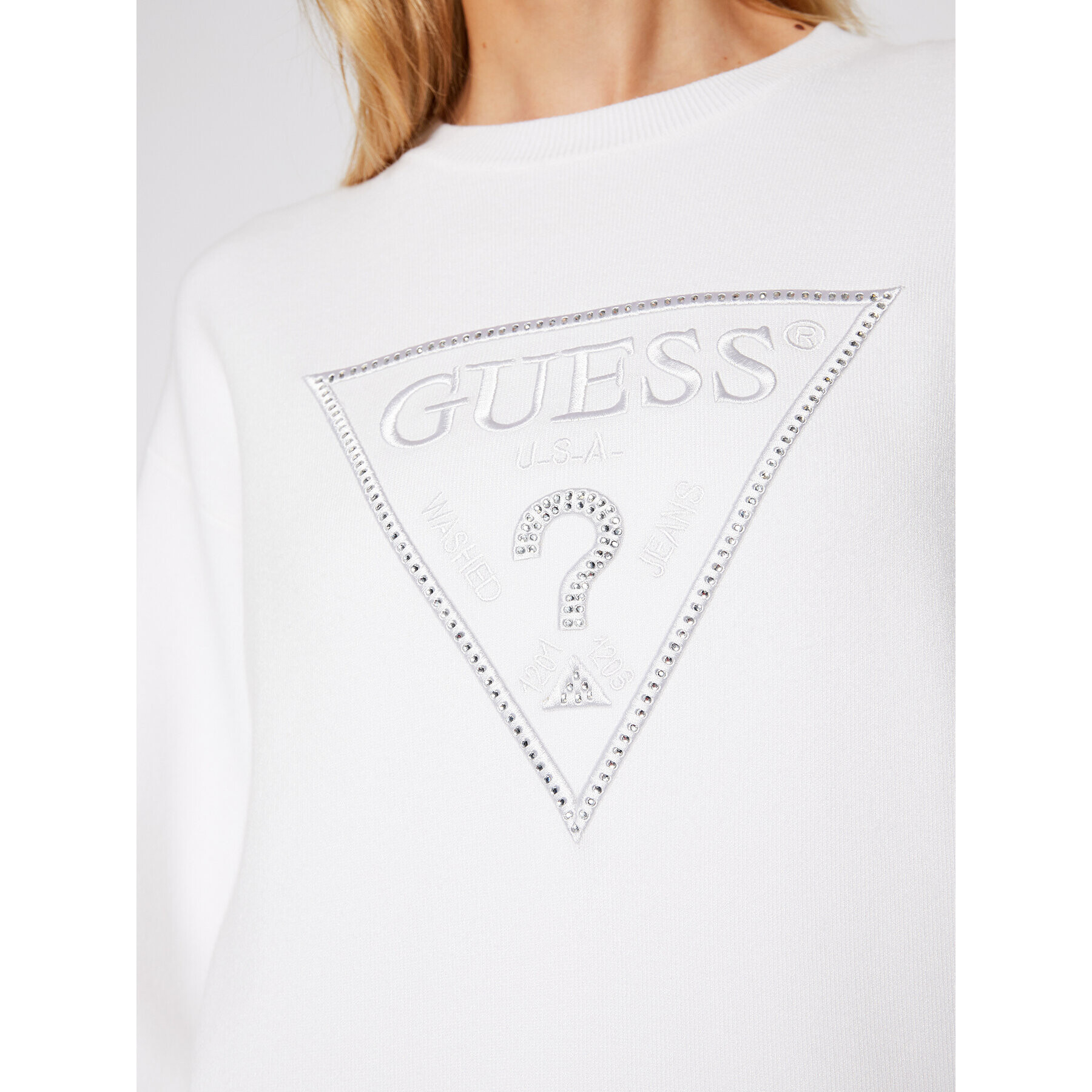 Guess Pulover Lily W1RR0H Z26I0 Alb Relaxed Fit - Pled.ro