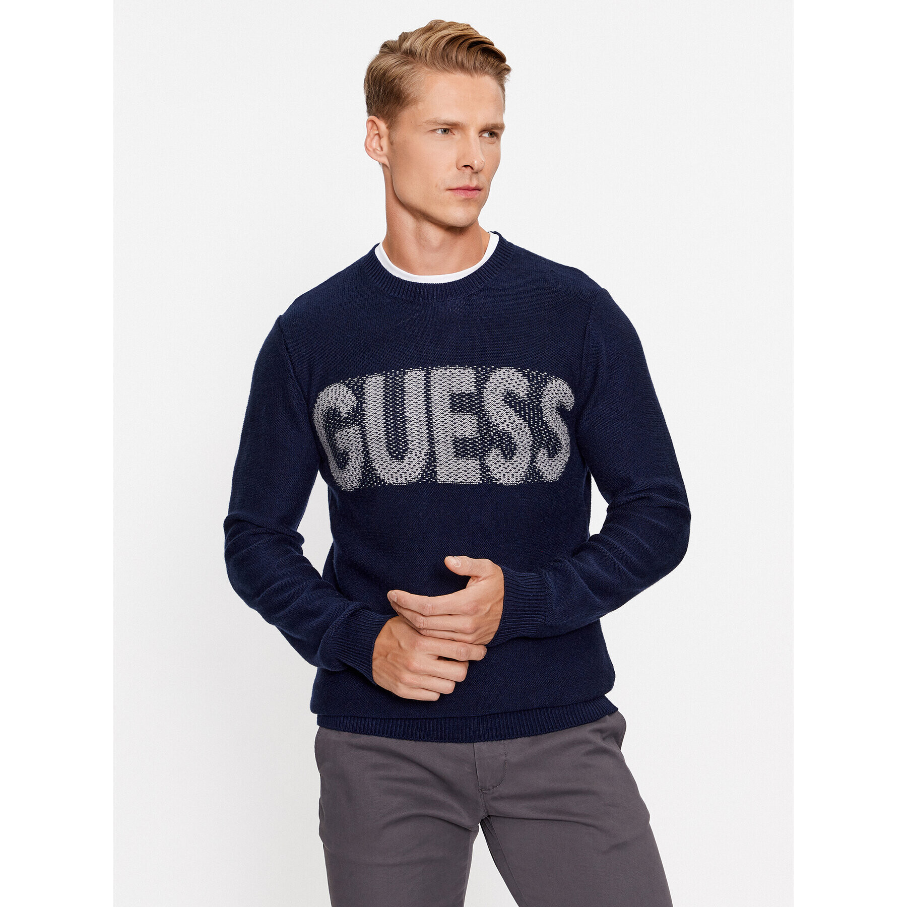 Guess Pulover M3BR50 Z38V2 Albastru Regular Fit - Pled.ro