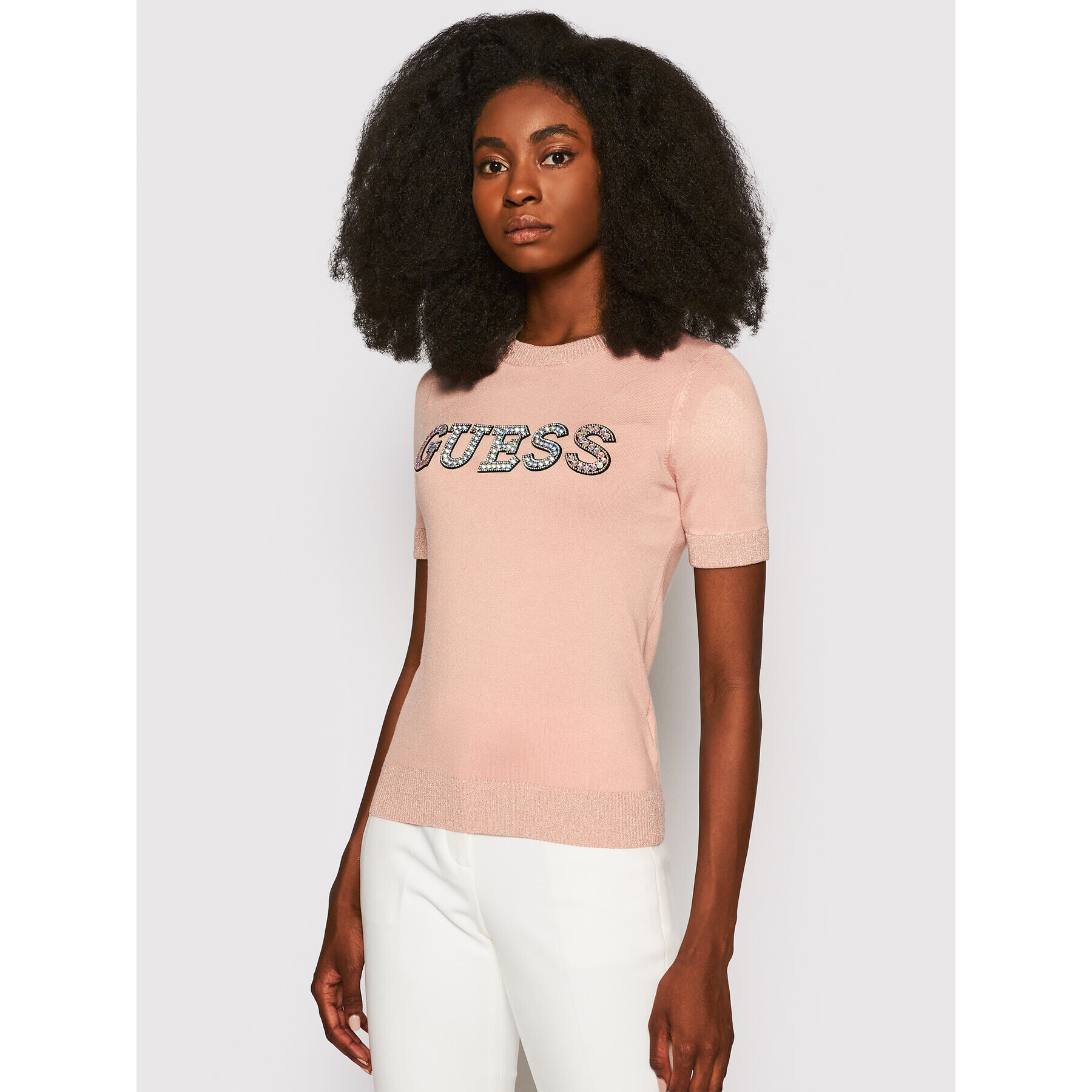 Guess Pulover W1YR0J Z2NQ0 Roz Slim FIt - Pled.ro