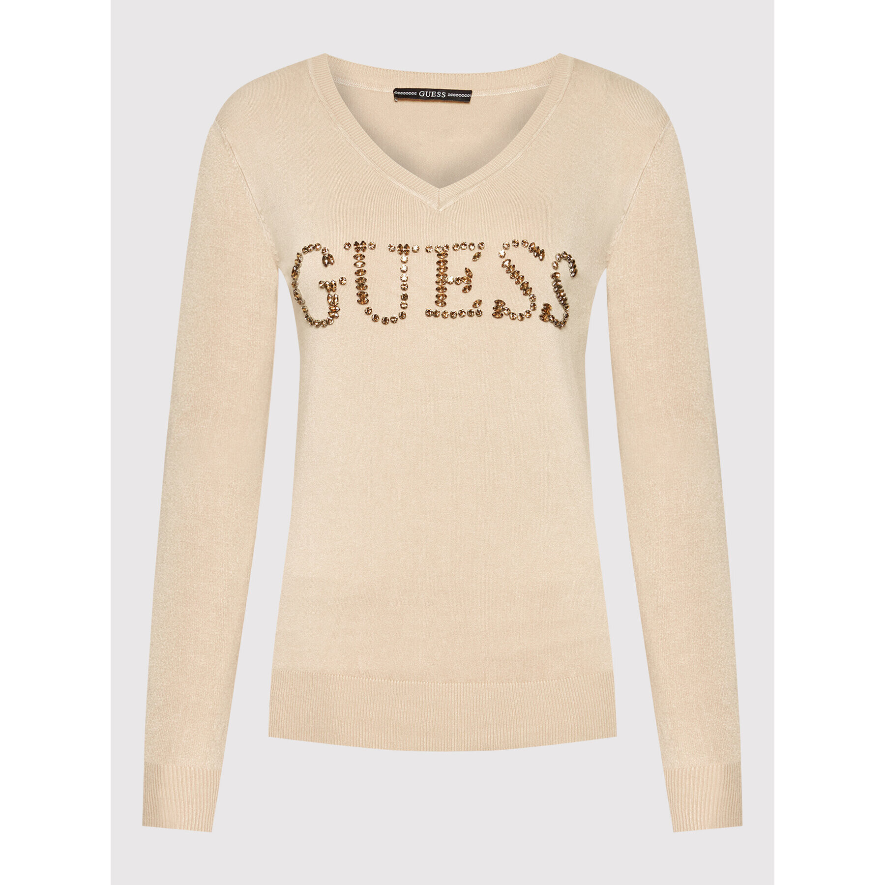 Guess Pulover W2RR21 Z2NQ0 Bej Slim Fit - Pled.ro