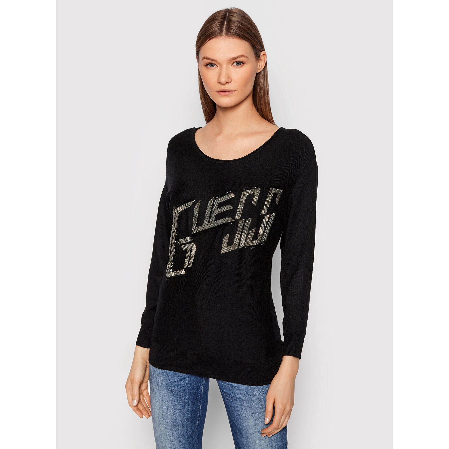 Guess Pulover W2RR22 Z2NQ0 Negru Relaxed Fit - Pled.ro