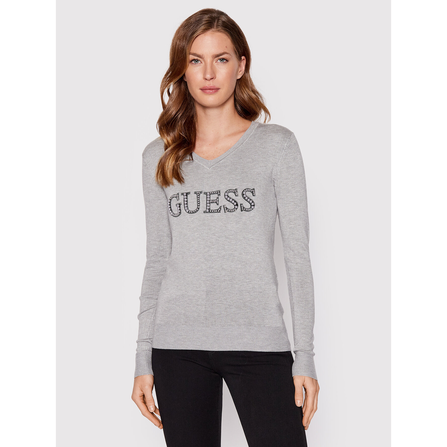 Guess Pulover W2YR26 Z2NQ0 Gri Regular Fit - Pled.ro