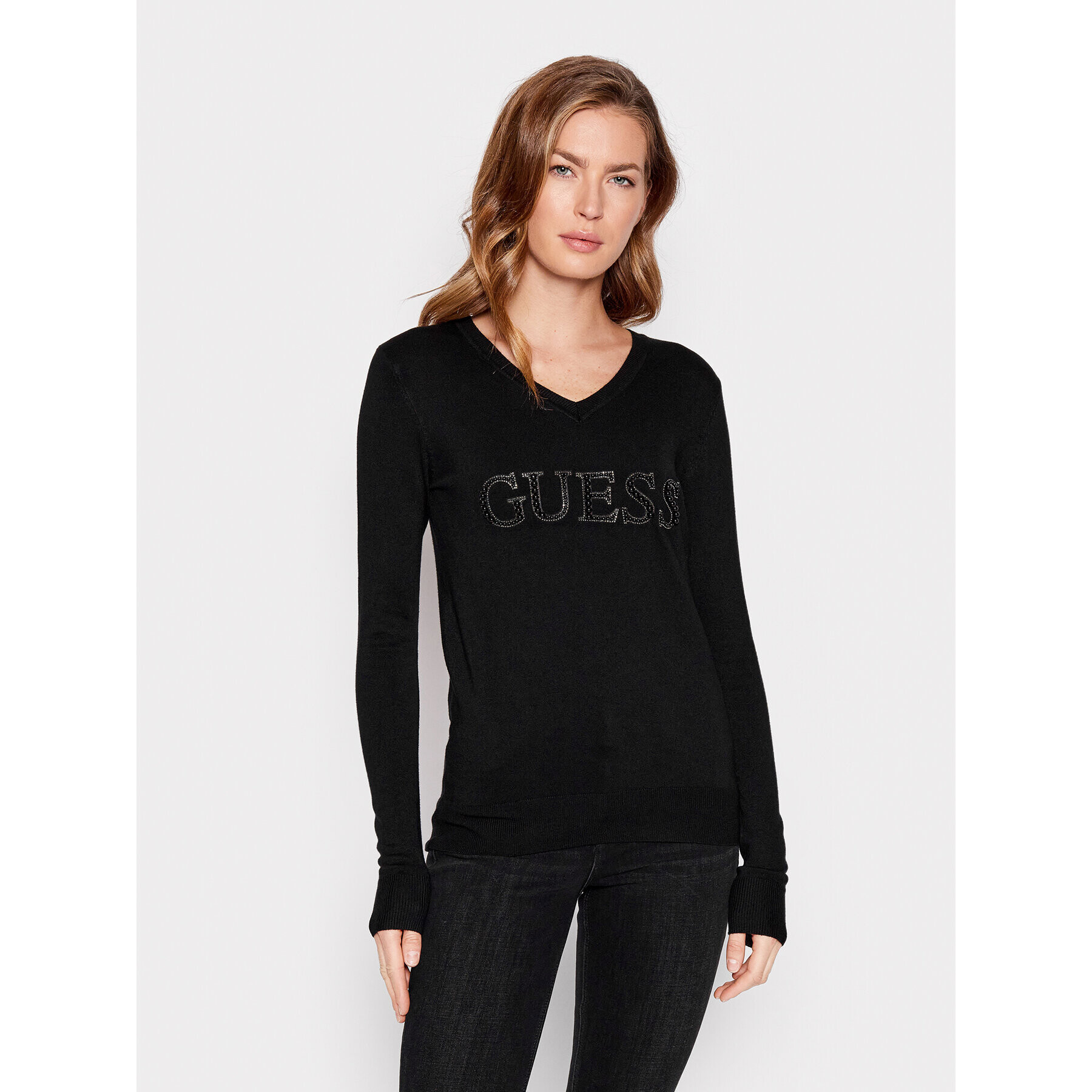 Guess Pulover W2YR26 Z2NQ0 Negru Regular Fit - Pled.ro