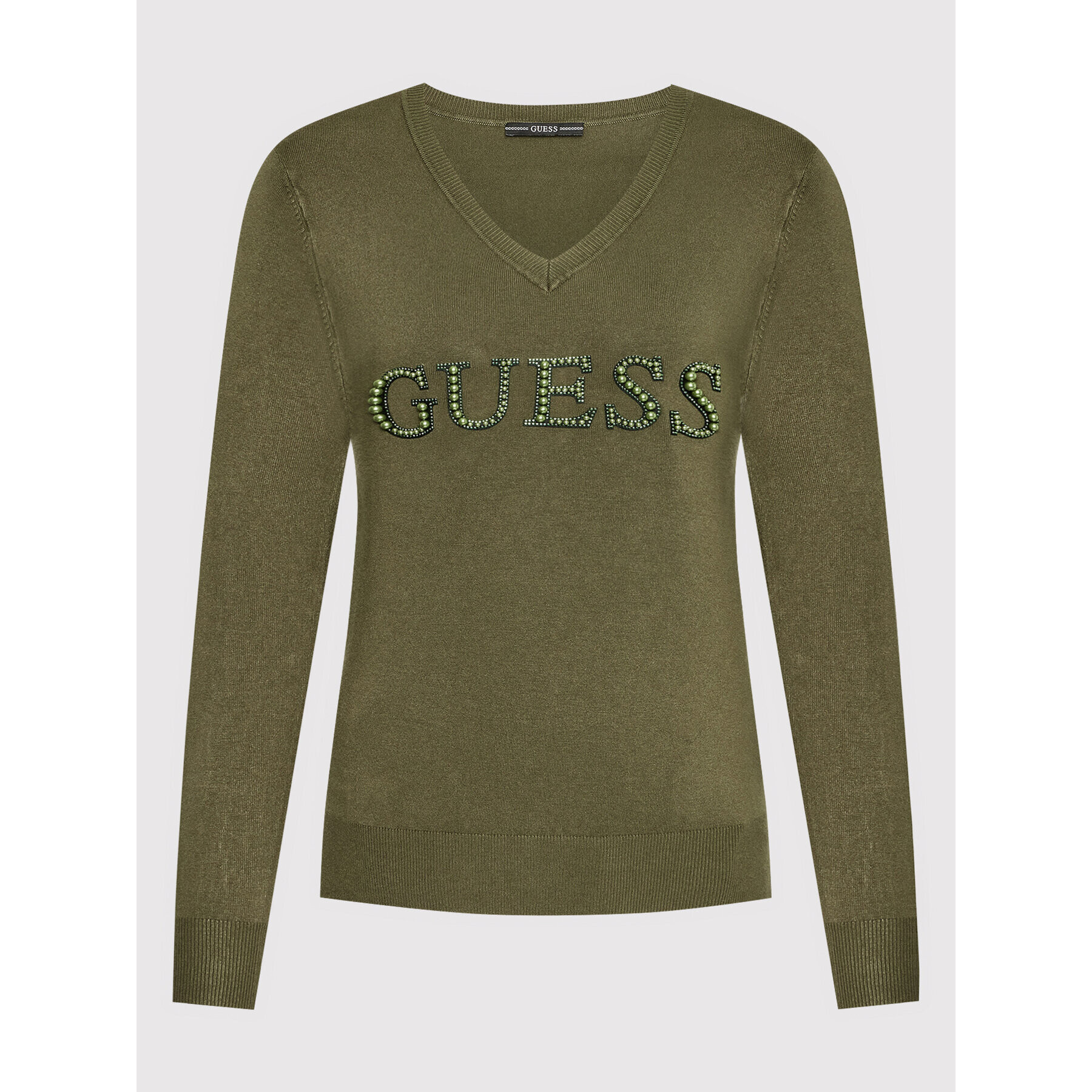 Guess Pulover W2YR26 Z2NQ0 Verde Regular Fit - Pled.ro