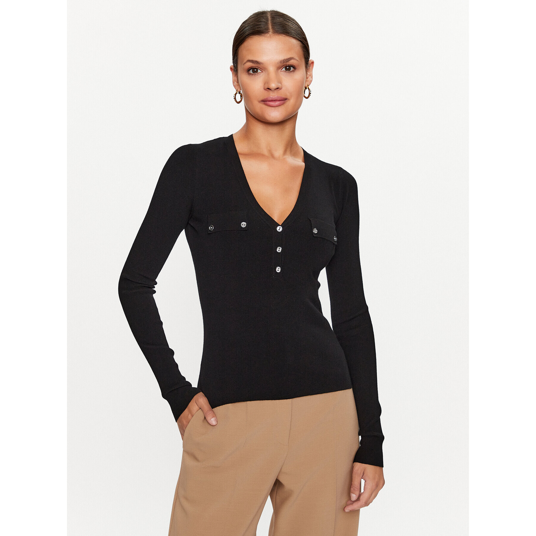 Guess Pulover W3YR31 Z2YN2 Negru Regular Fit - Pled.ro