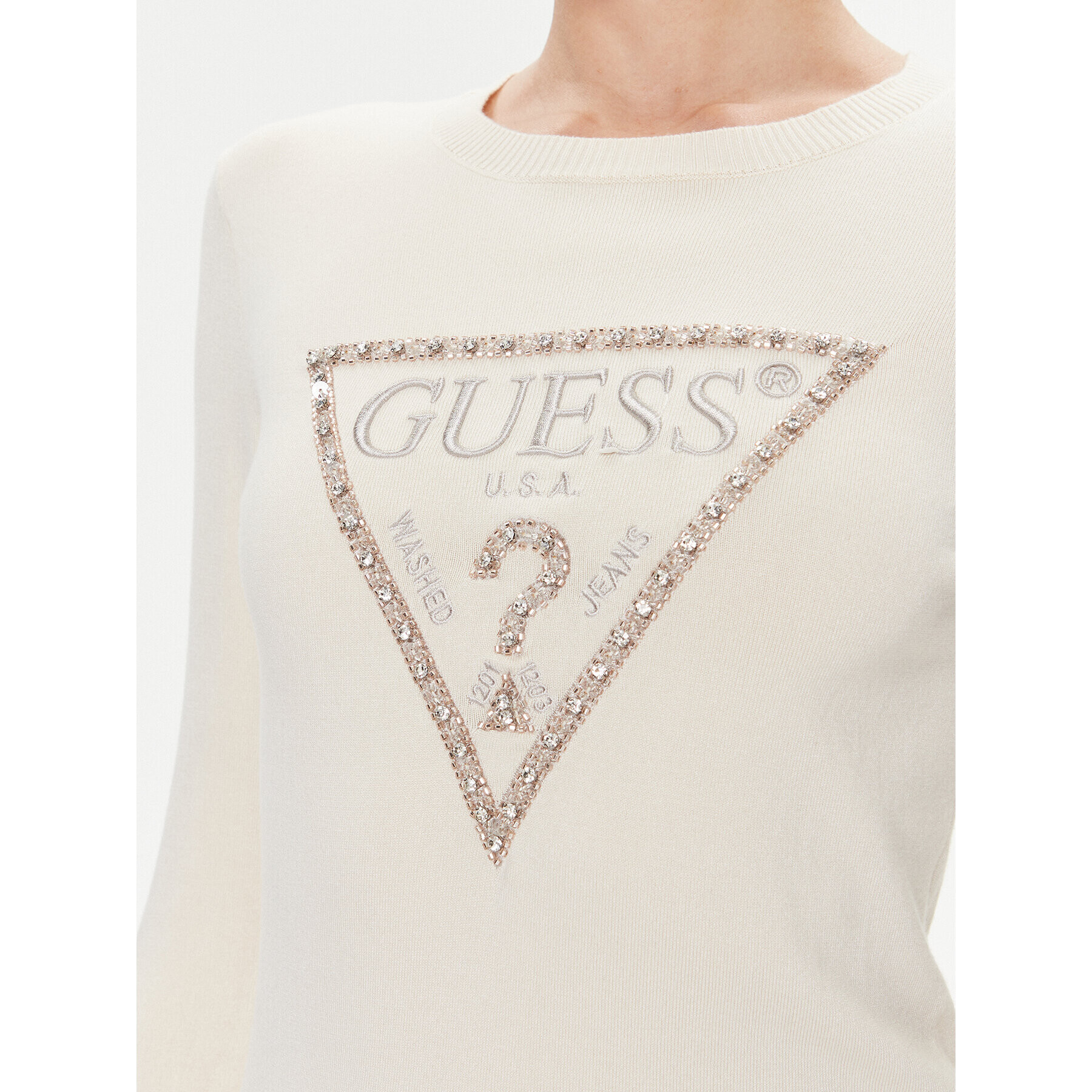 Guess Pulover W4RR53 Z2NQ2 Bej Slim Fit - Pled.ro