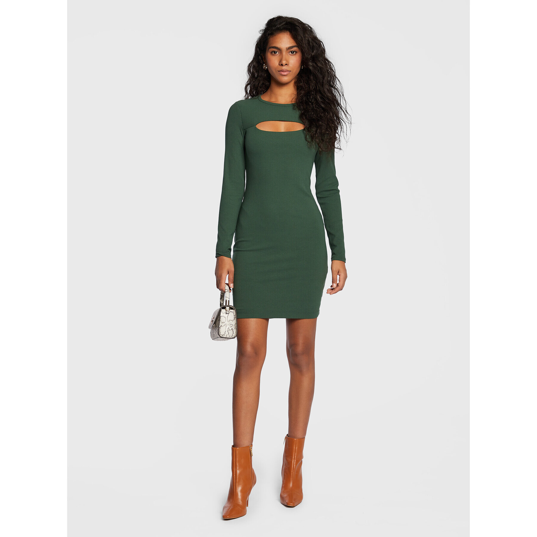 Guess Rochie de zi Lana WBBK86 KB9E2 Verde Slim Fit - Pled.ro