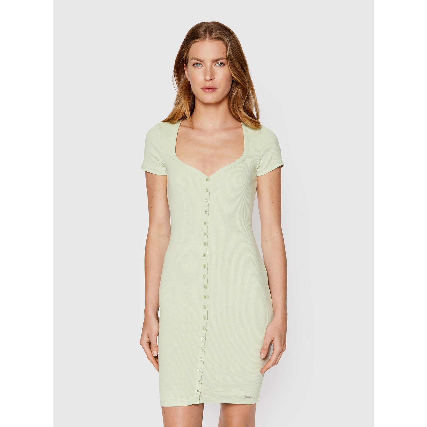 Guess Rochie de zi WBGK01 KB9E2 Verde Slim Fit - Pled.ro