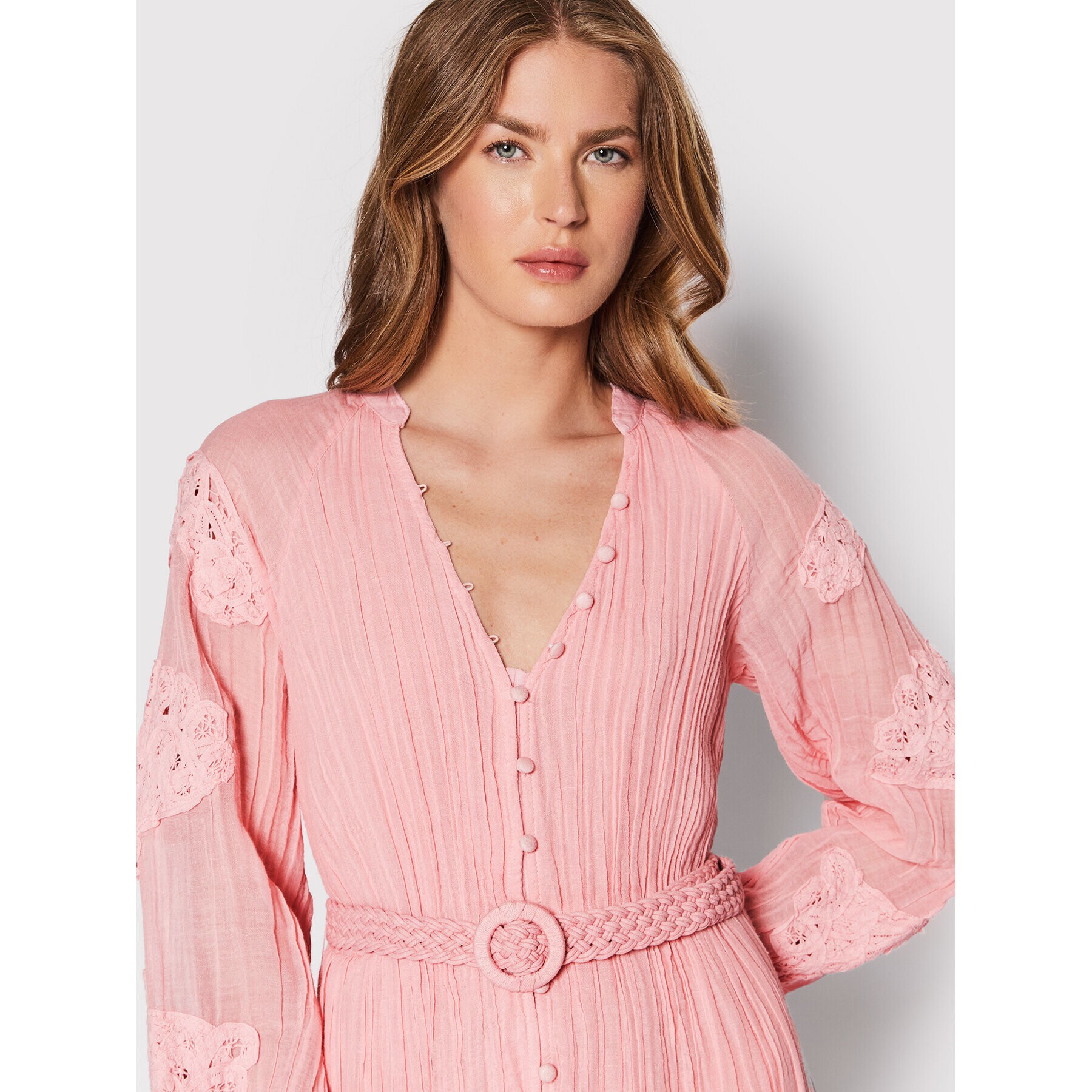 Guess Rochie tip cămașă Arita W2GK22 WE340 Roz Regular Fit - Pled.ro