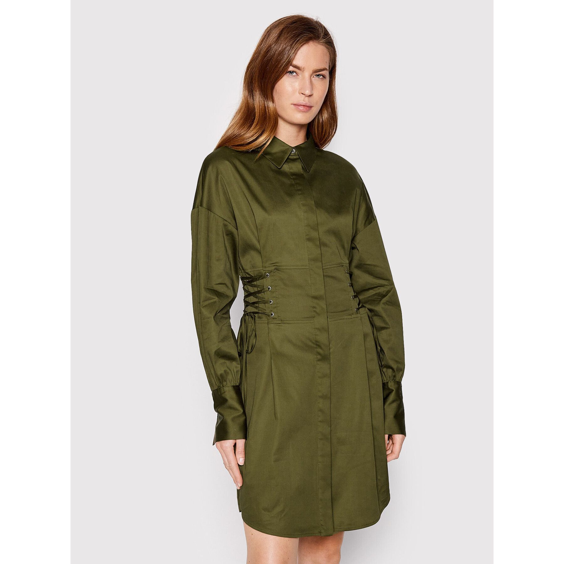 Guess Rochie tip cămașă Celie W2YK84 WE2Q0 Verde Regular Fit - Pled.ro